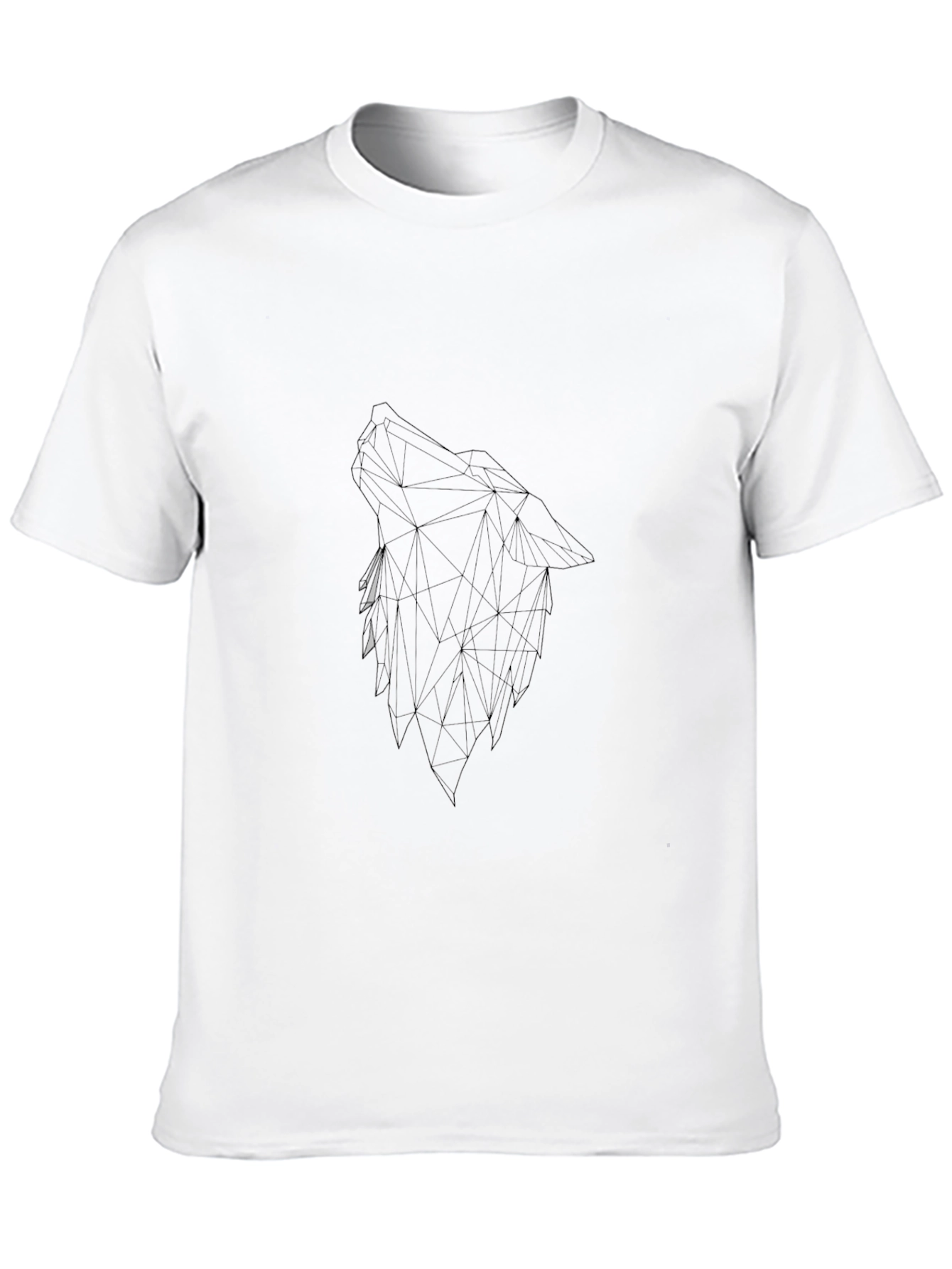 Geometric Wolf Graphic Black T-Shirt