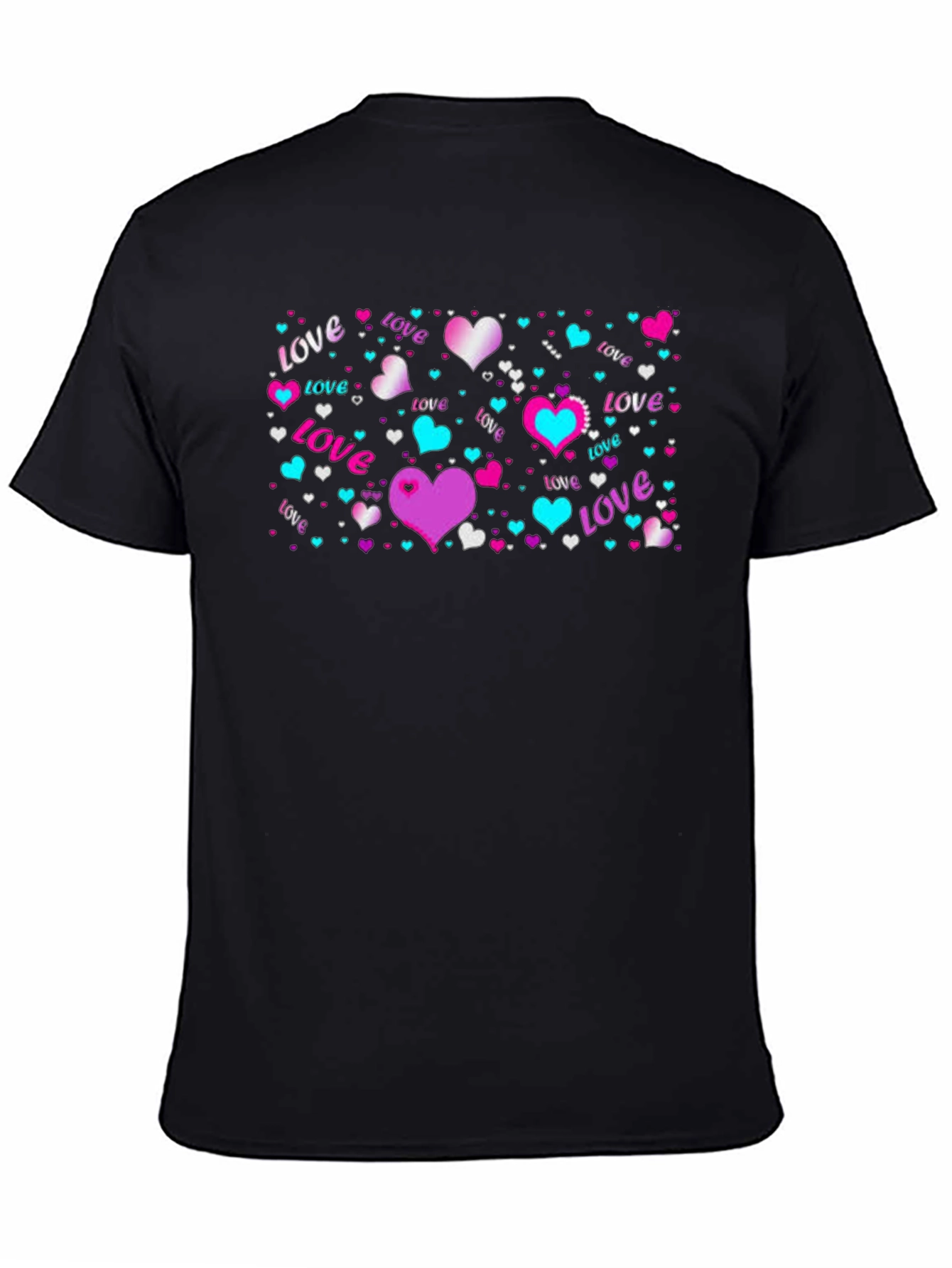 Love Hearts Graphic Black T-Shirt
