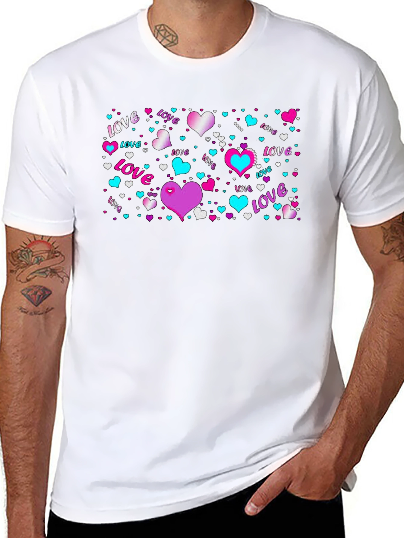Love Hearts Graphic Black T-Shirt