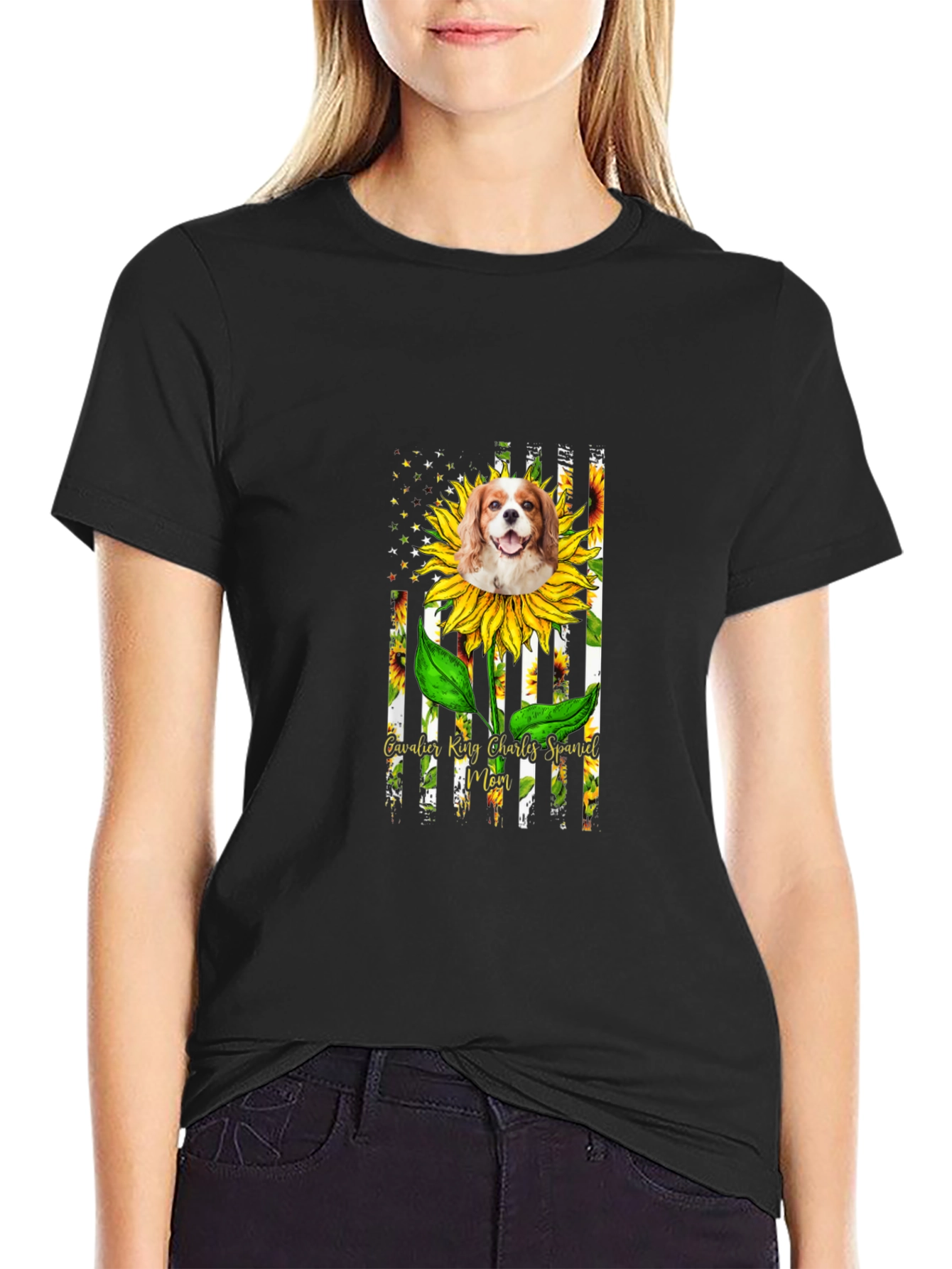 Cavalier King Charles Spaniel Sunflower T-Shirt