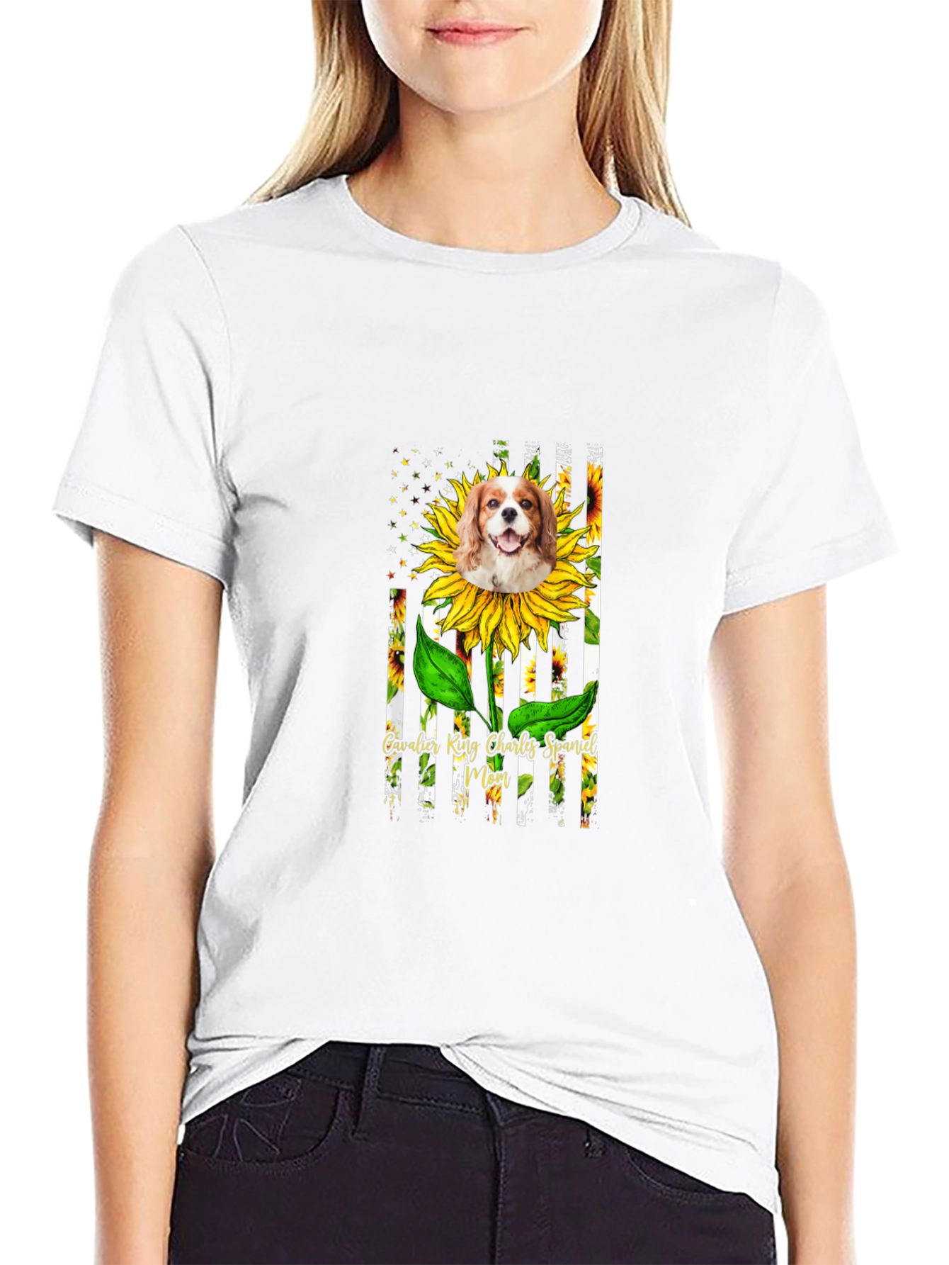 Cavalier King Charles Spaniel Sunflower T-Shirt