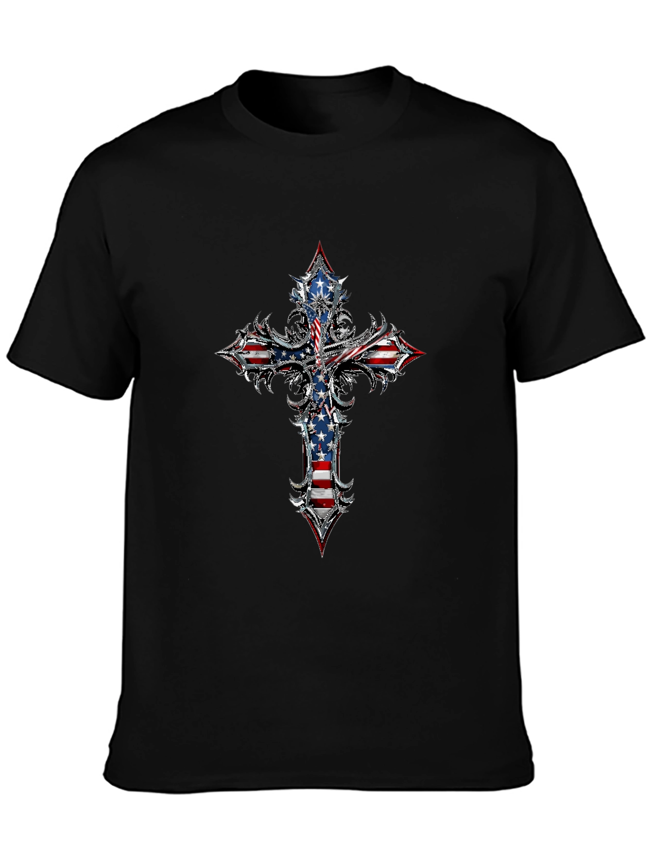 American Flag Cross Graphic T-Shirt