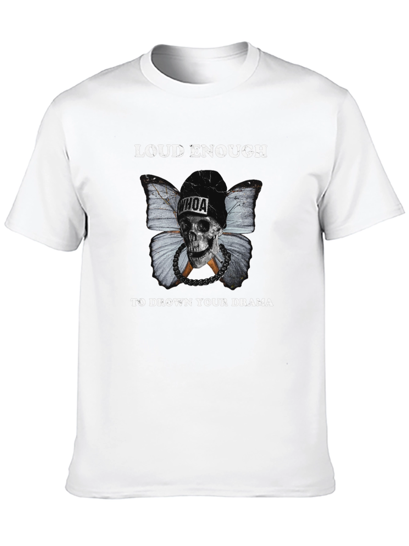Loud Enough Skull Butterfly Graphic T-Shirt