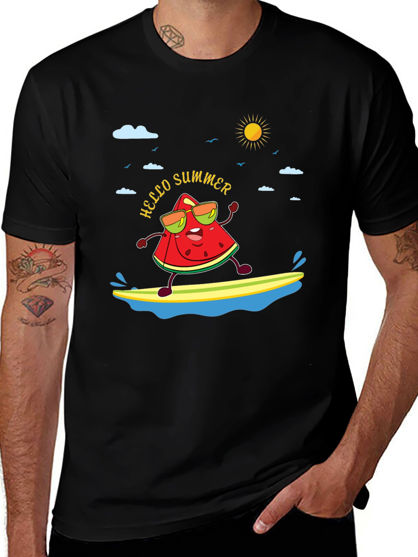 Hello Summer Watermelon Surfing T-Shirt