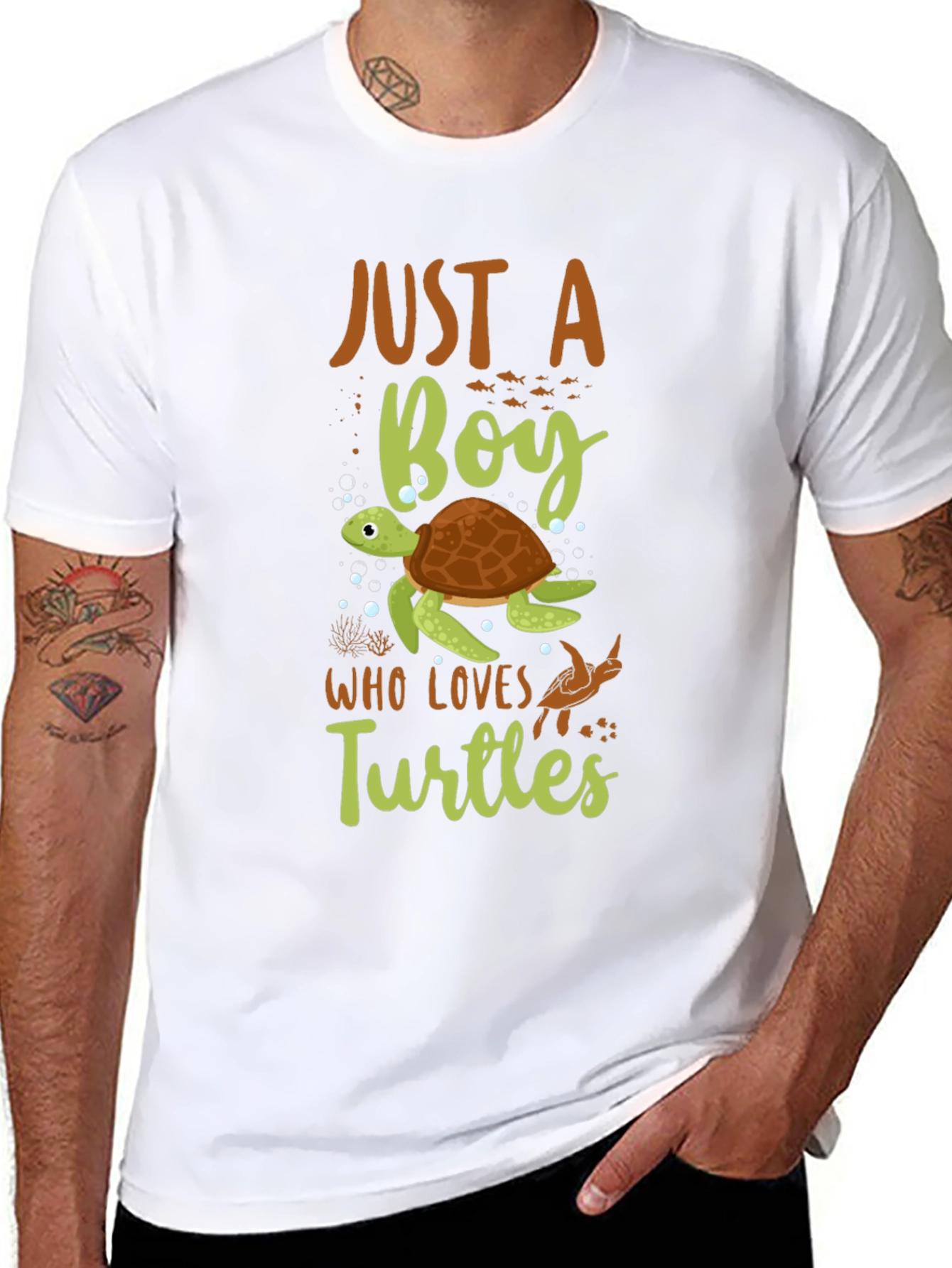 Just A Boy Who Loves Turtles Black T-Shirt
