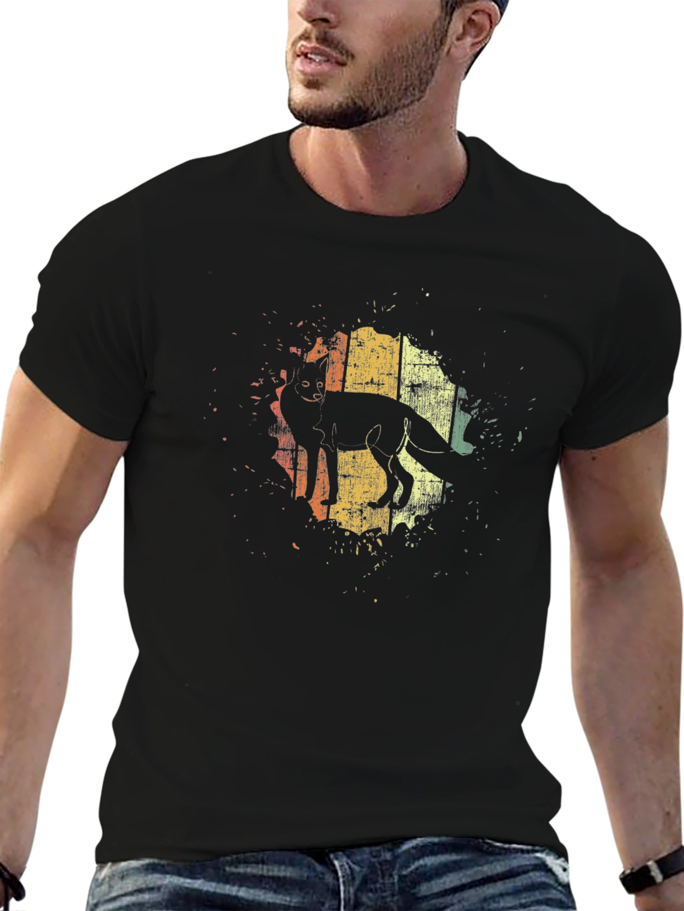 Fox Silhouette Graphic Tee - Retro Design