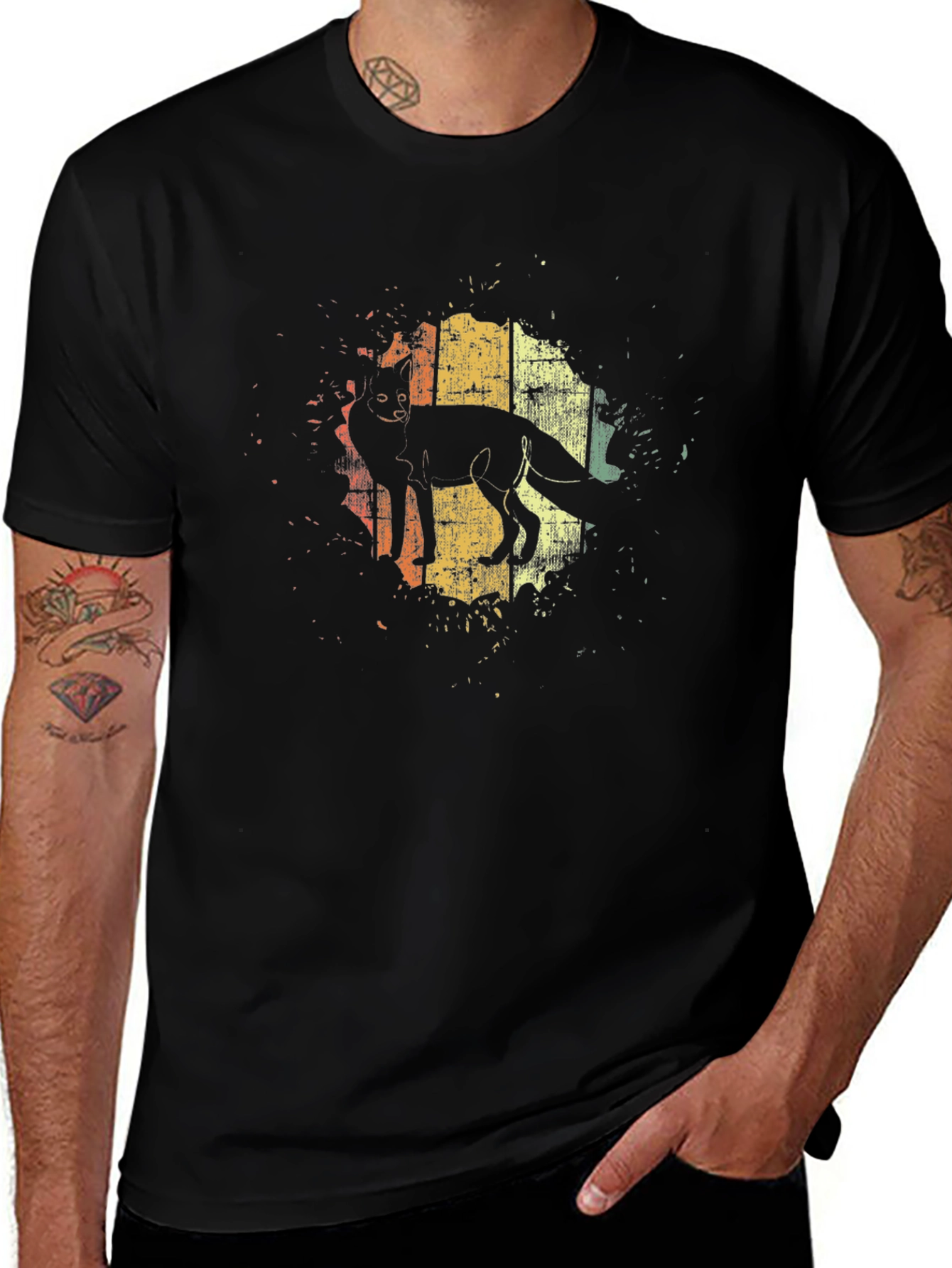 Fox Silhouette Graphic Tee - Retro Design