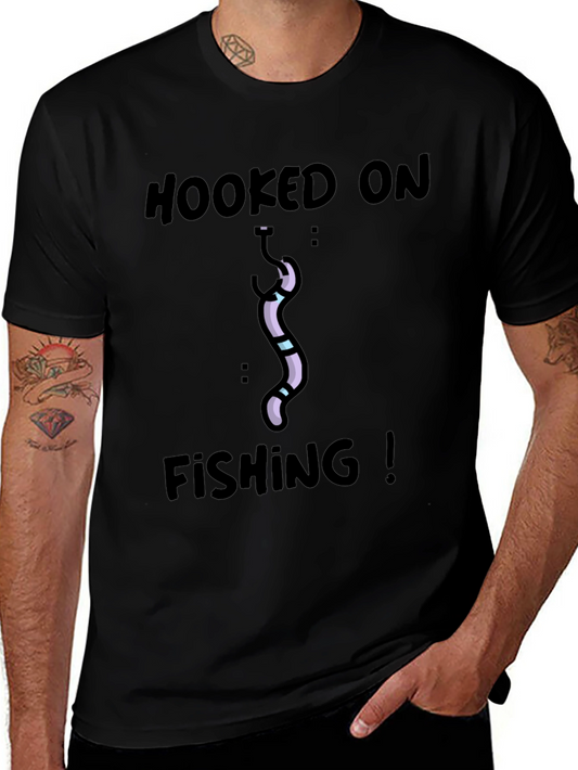Hooked On Fishing T-Shirt - Black
