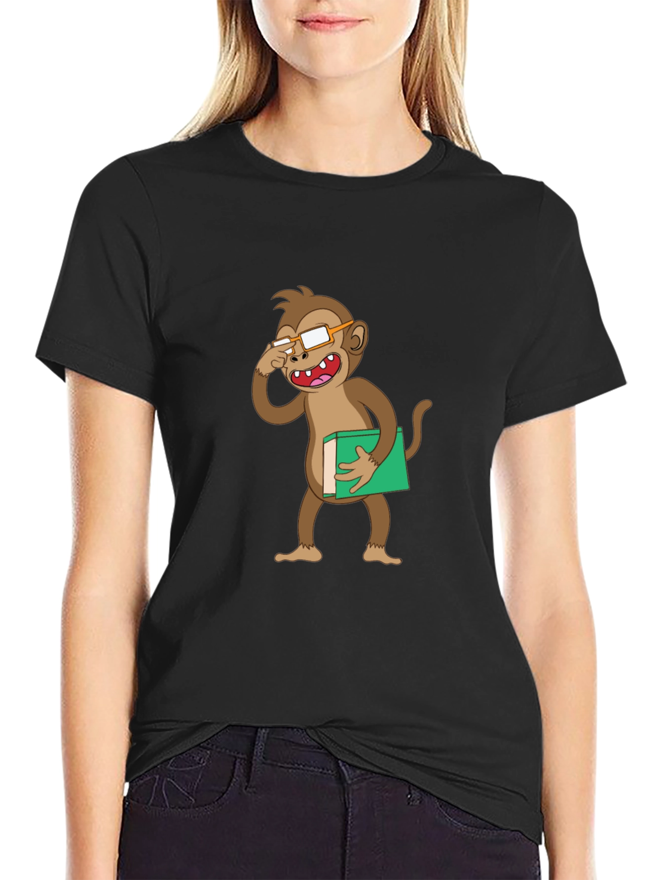 Funny Monkey Reading Book Graphic Tee