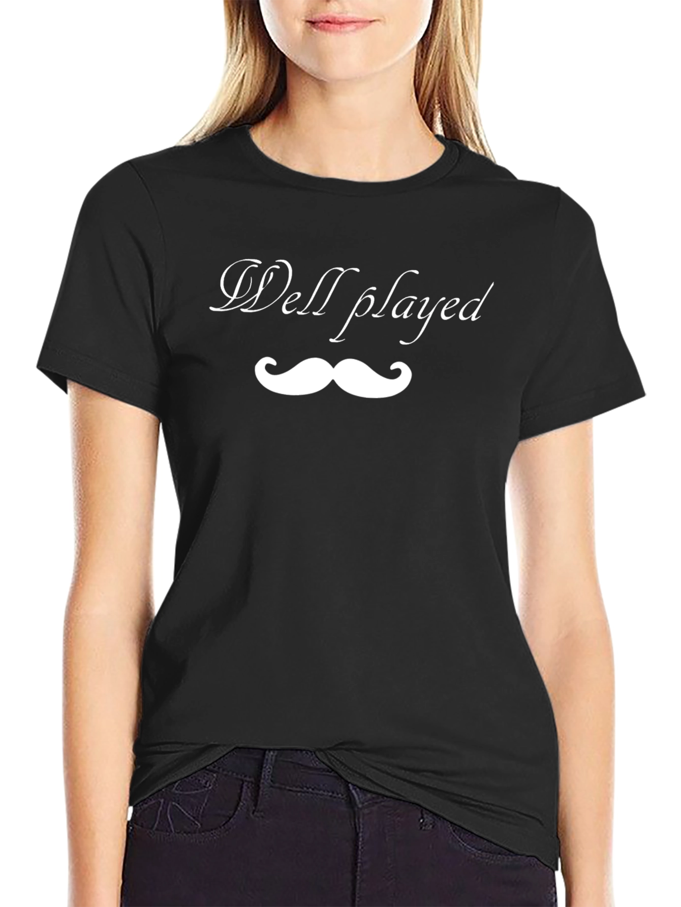 Well Played Mustache Graphic Black T-Shirt