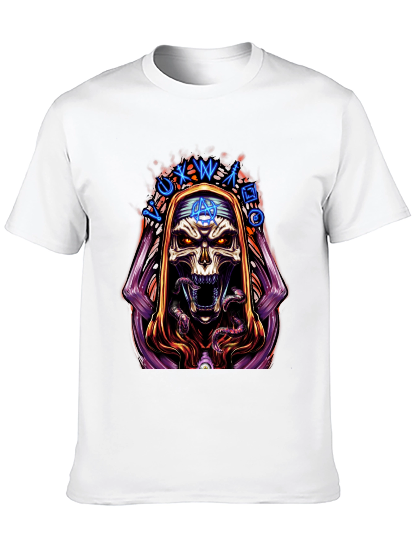 Skull Graphic Print Tee - Dark Occult Design