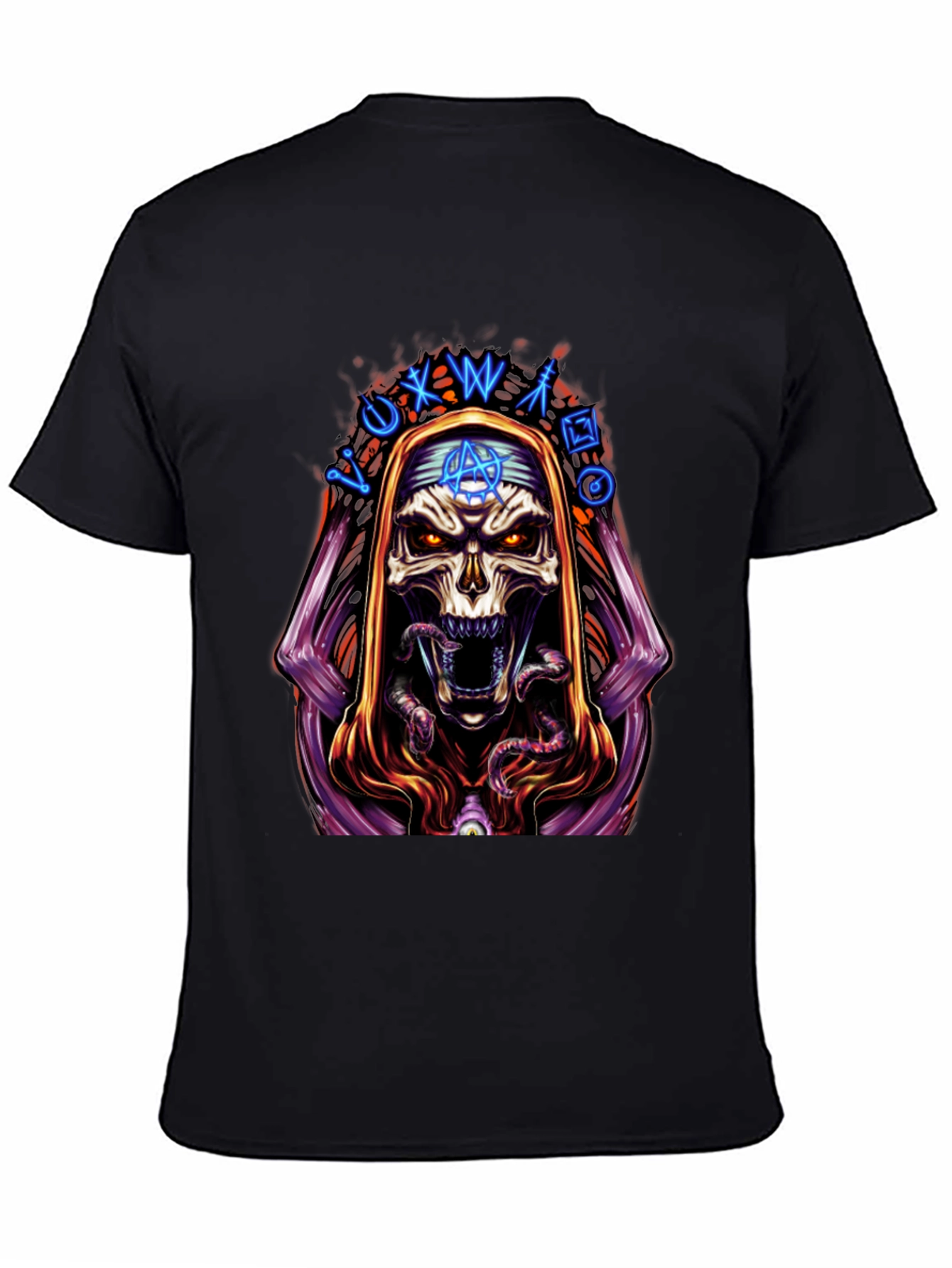 Skull Graphic Print Tee - Dark Occult Design