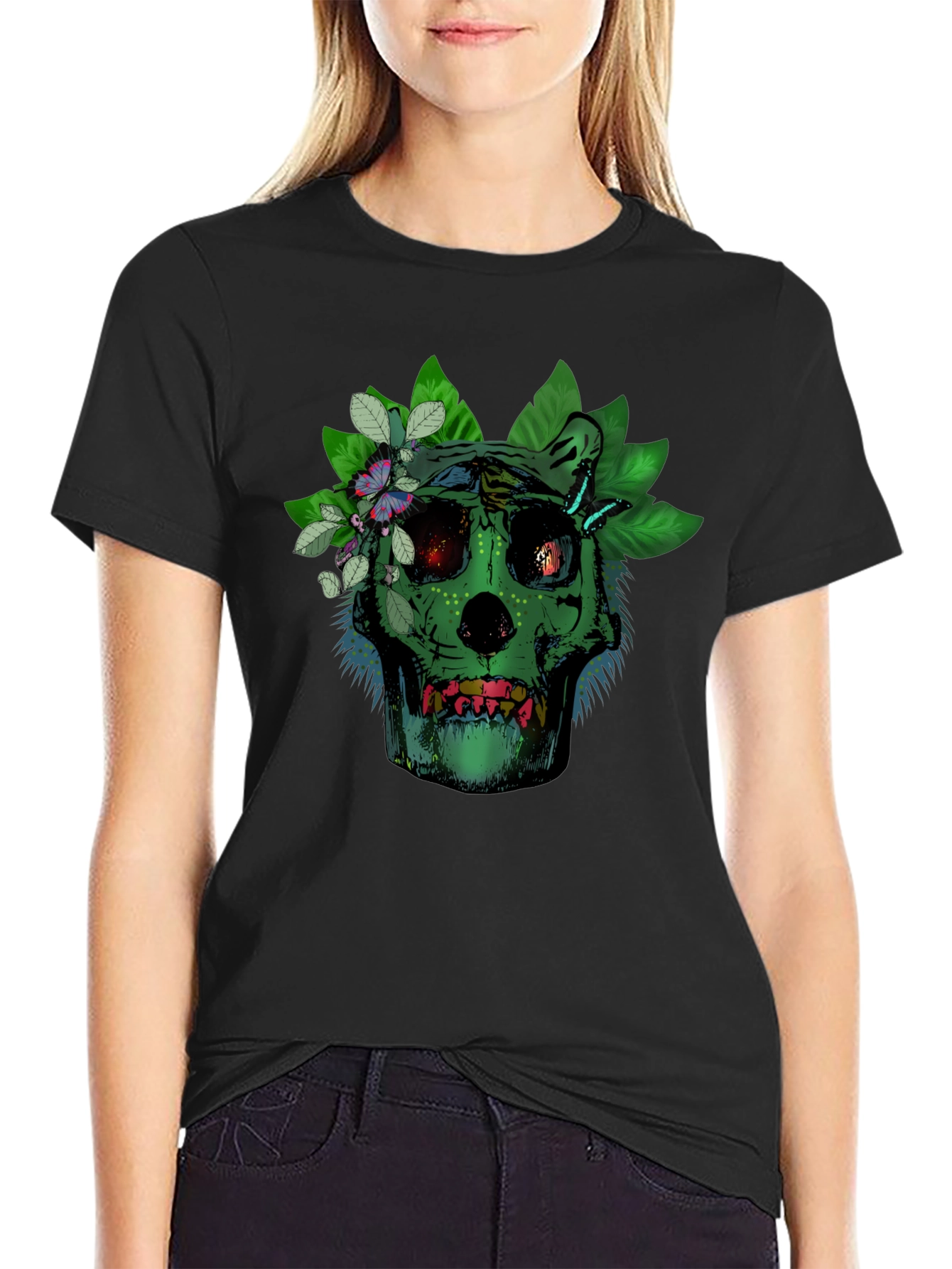 Green Skull Floral T-Shirt