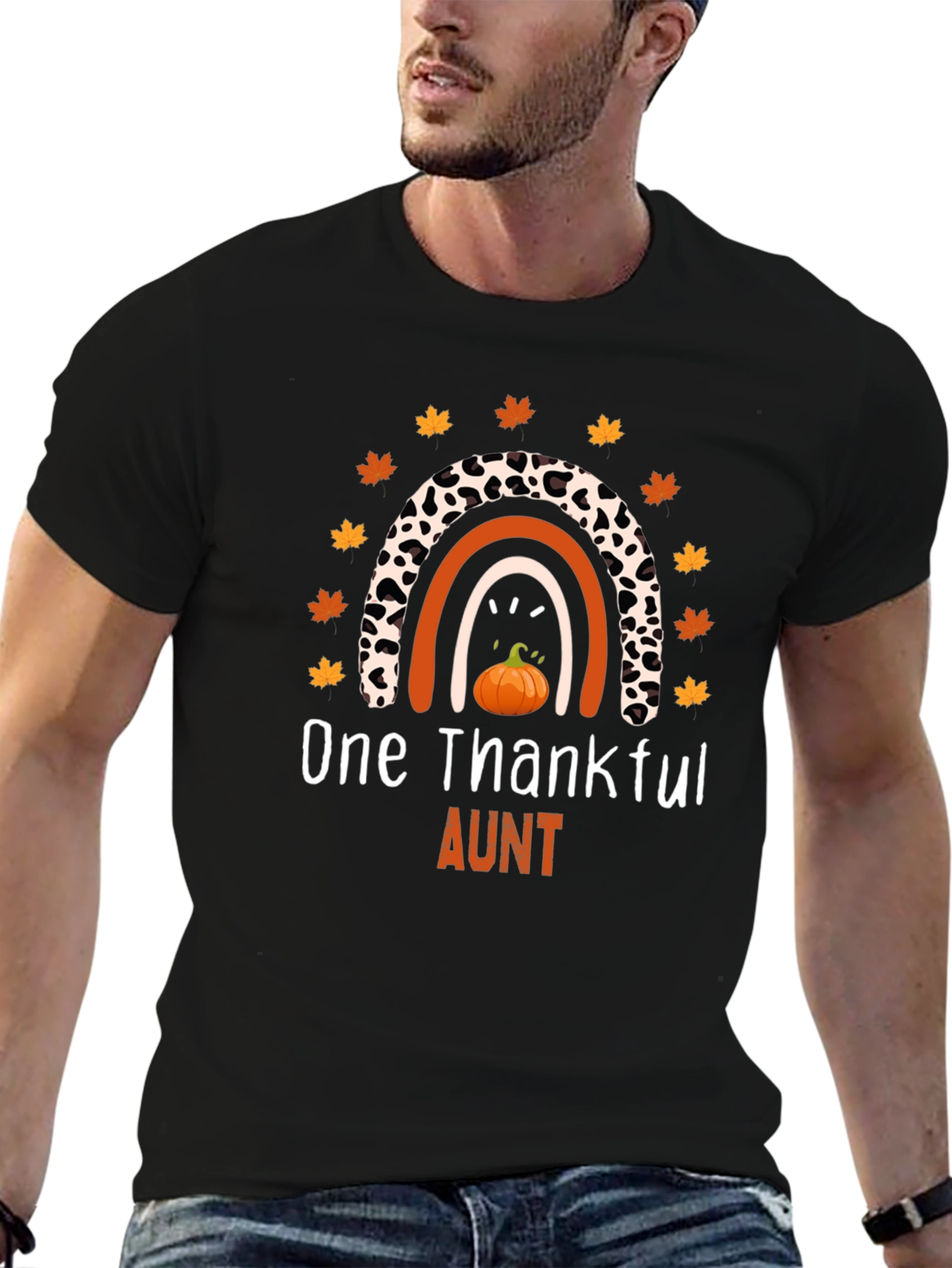 One Thankful Aunt Thanksgiving Graphic T-Shirt