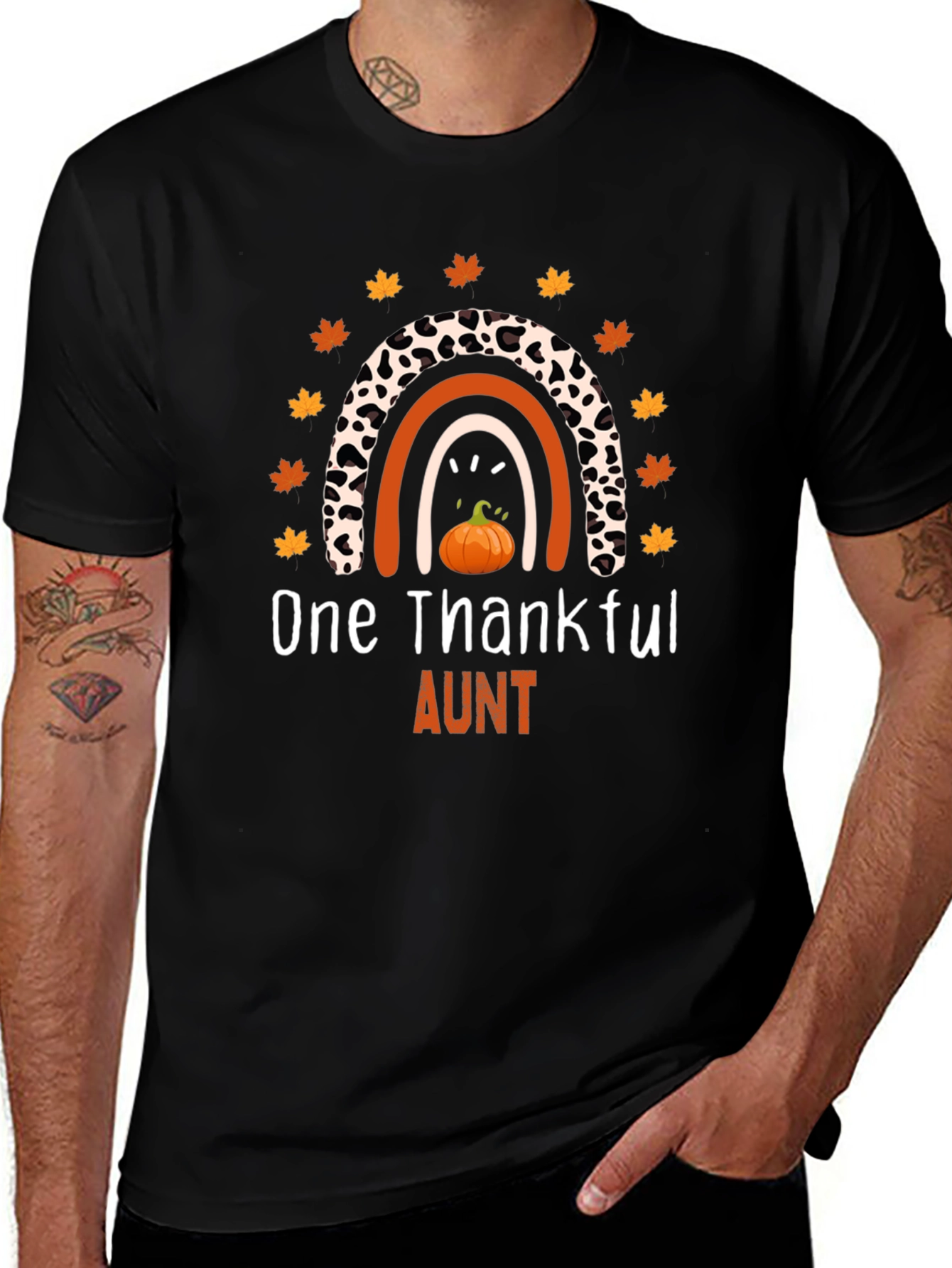 One Thankful Aunt Thanksgiving Graphic T-Shirt