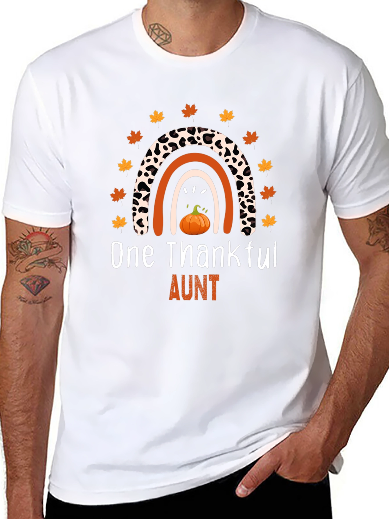 One Thankful Aunt Thanksgiving Graphic T-Shirt