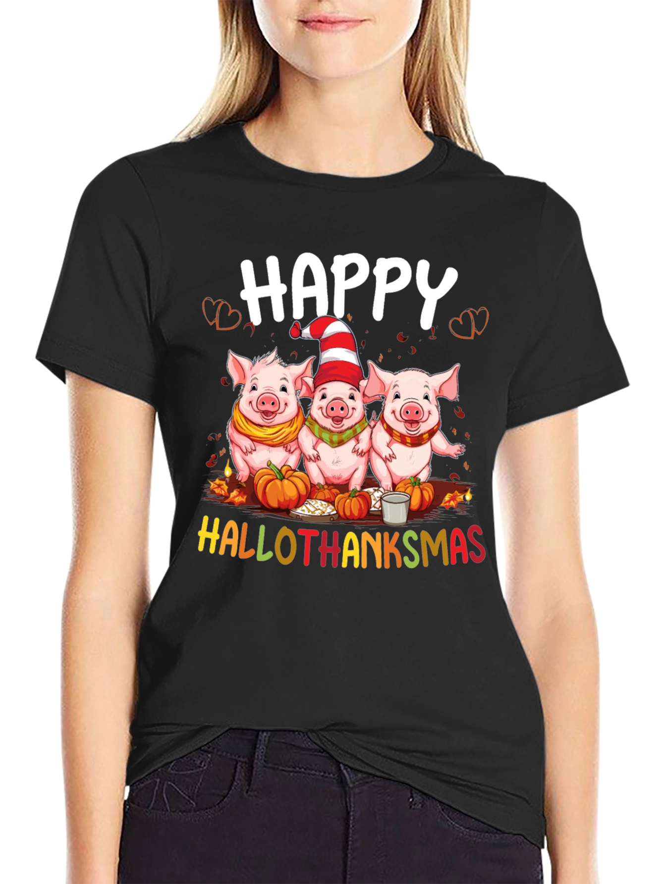 Happy Hallothanksmas Pig T-Shirt