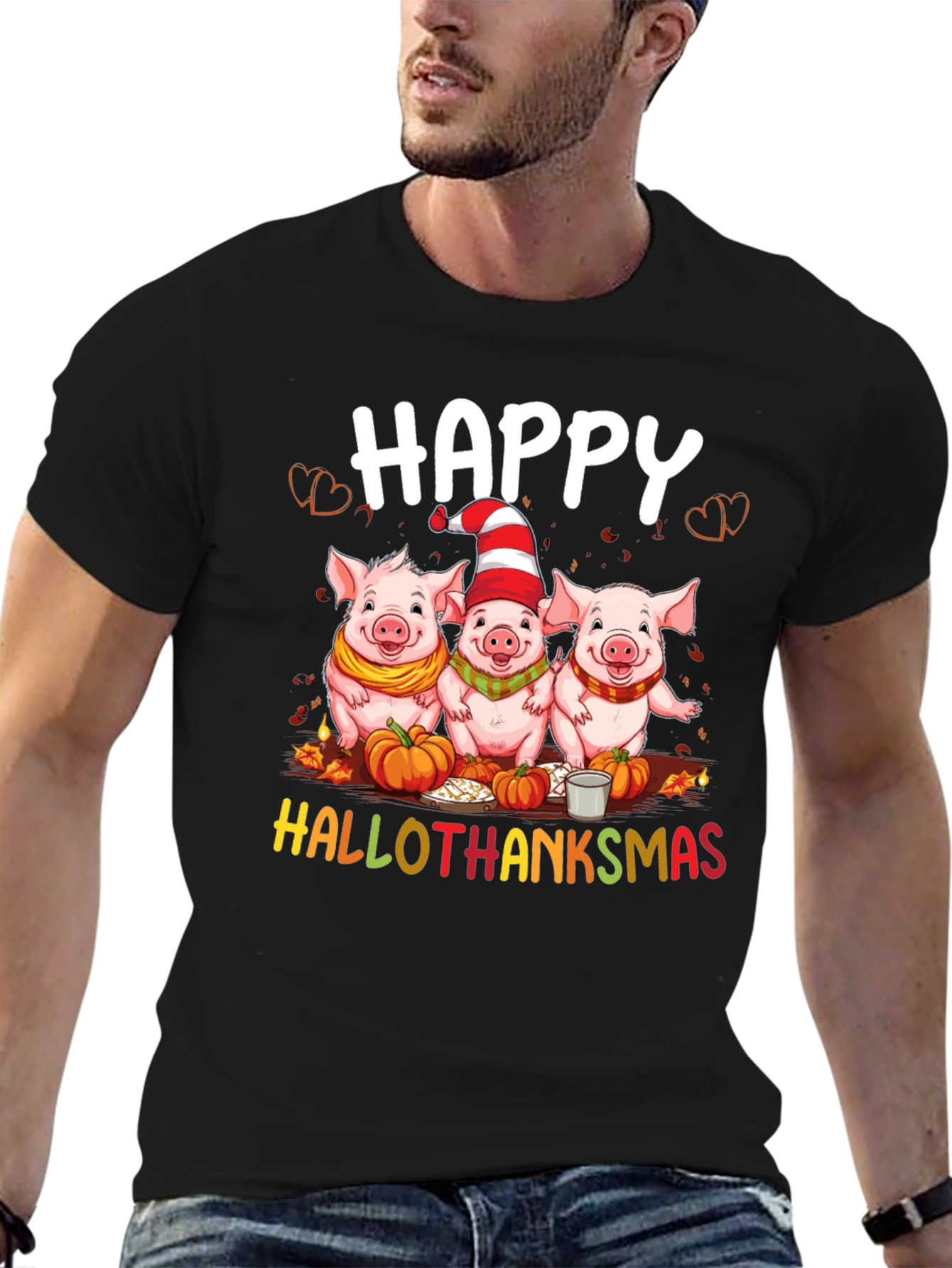 Happy Hallothanksmas Pig T-Shirt