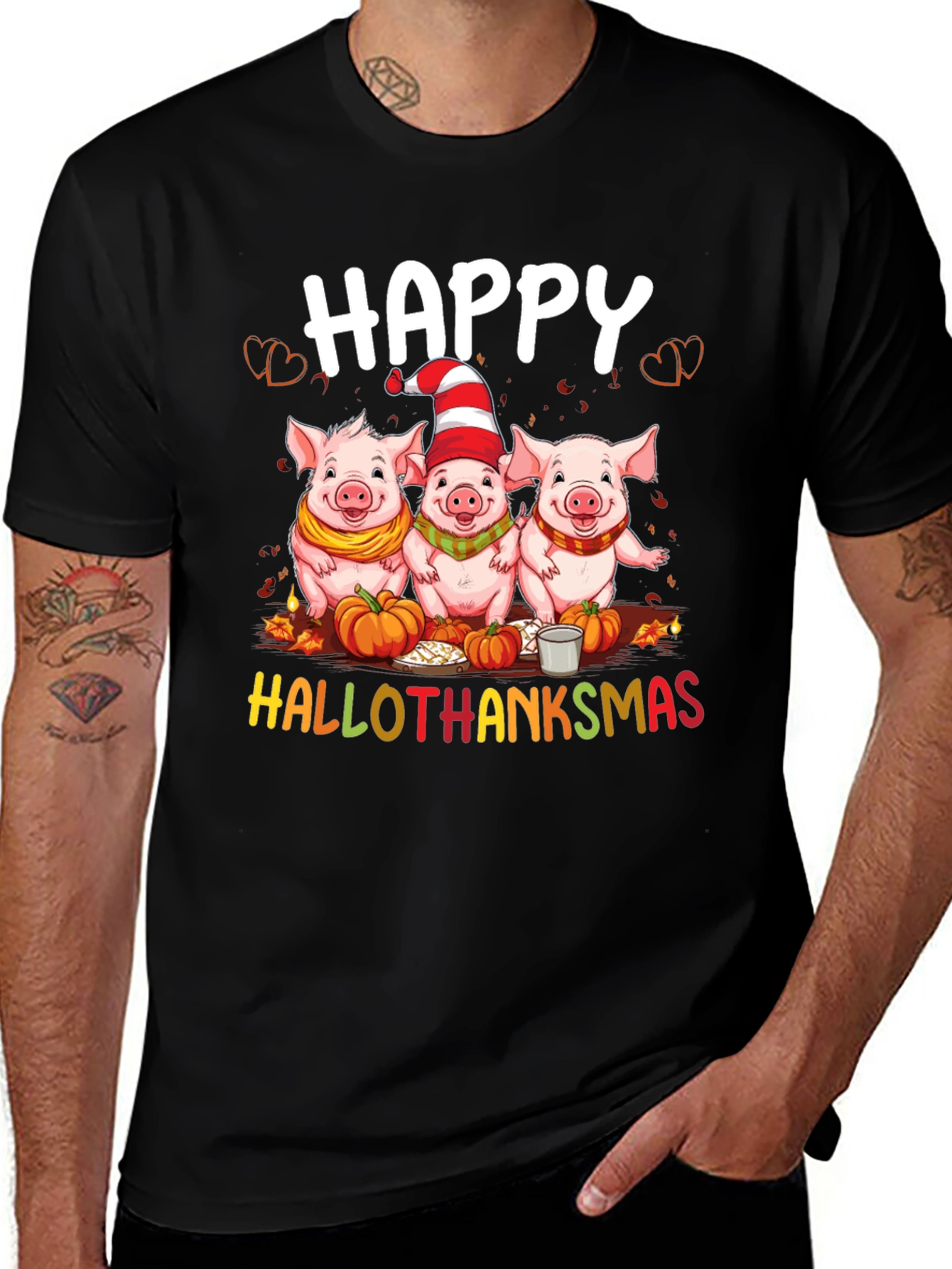 Happy Hallothanksmas Pig T-Shirt