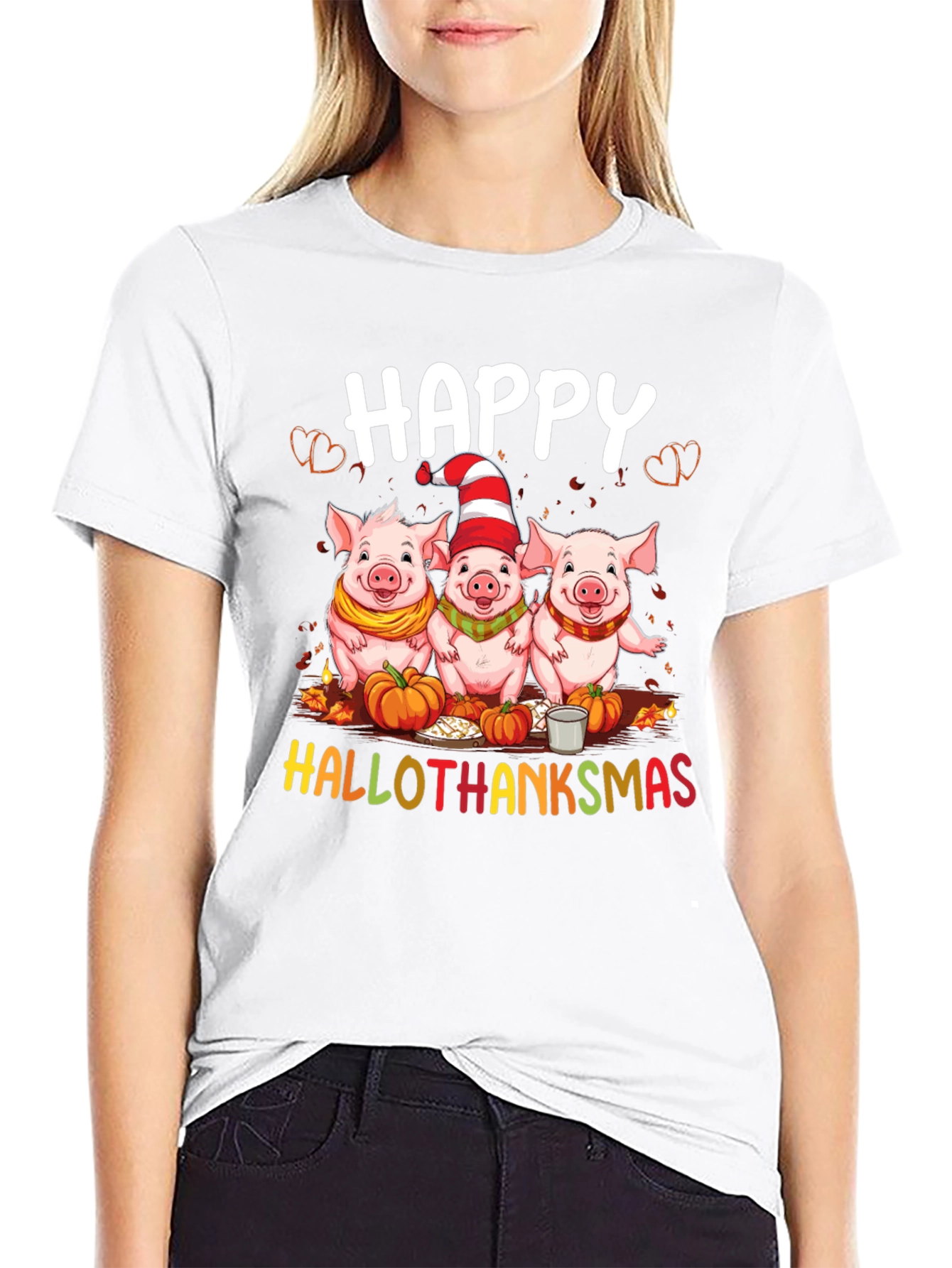 Happy Hallothanksmas Pig T-Shirt