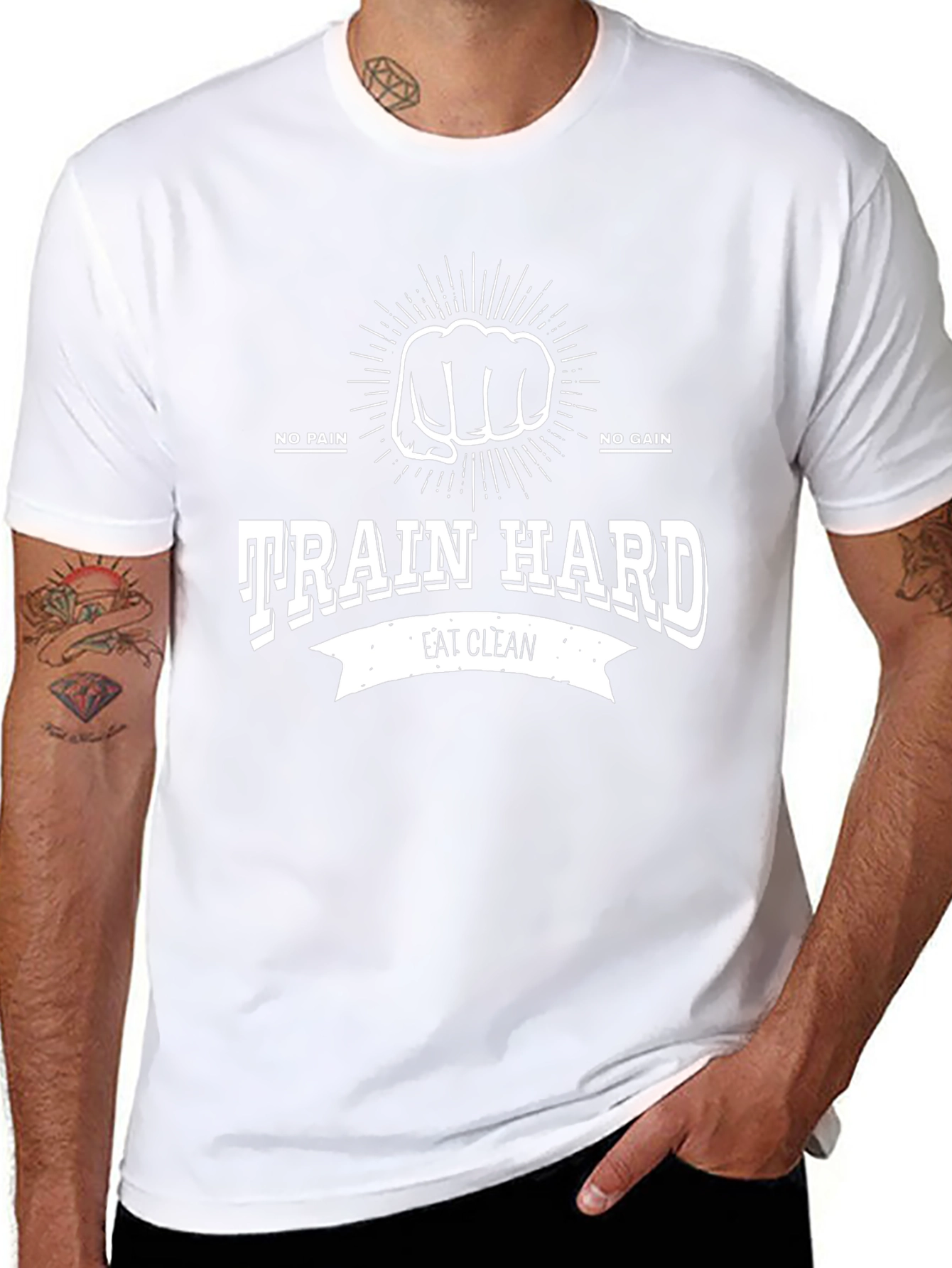 Train Hard T-Shirt: No Pain No Gain Eat Clean