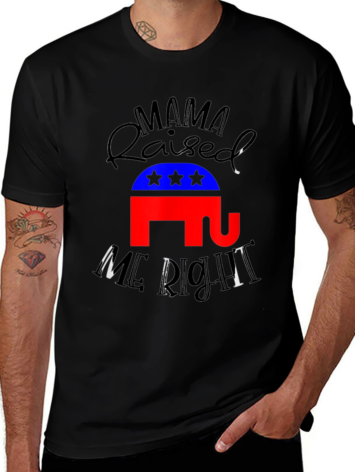 Mama Raised Me Right Republican T-Shirt