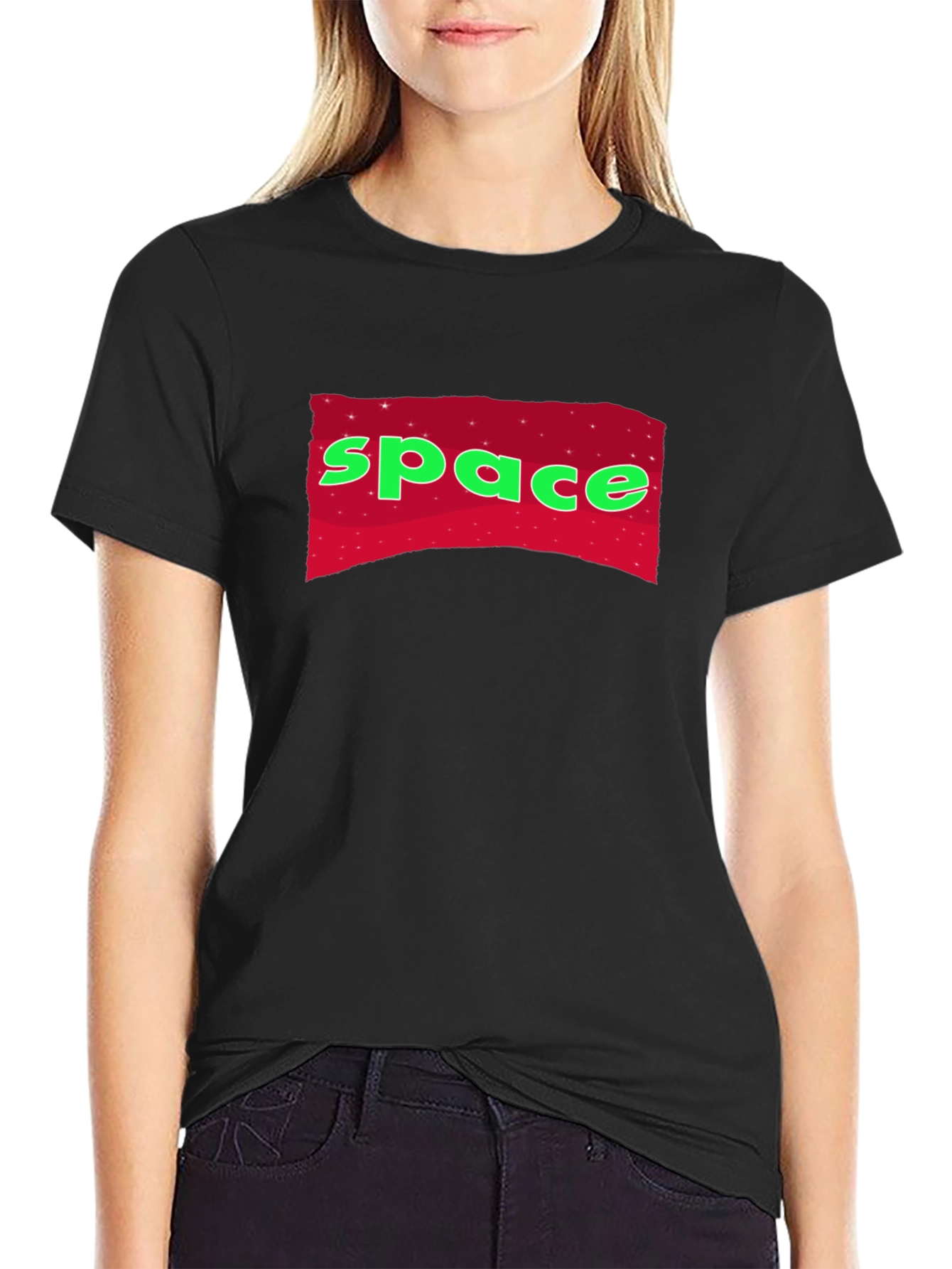 Space Graphic T-Shirt - Black Crew Neck Tee