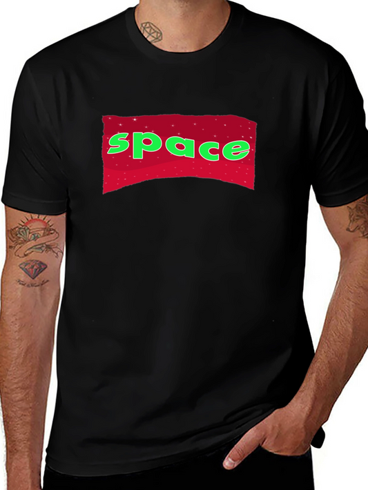 Space Graphic T-Shirt - Black Crew Neck Tee