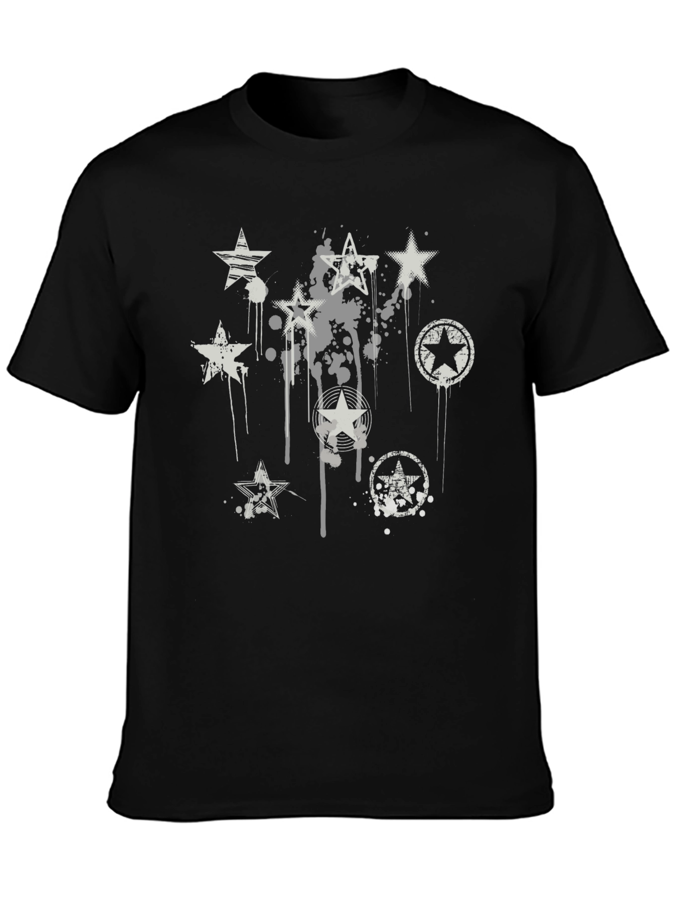 Grunge Star Graphic T-Shirt - Black