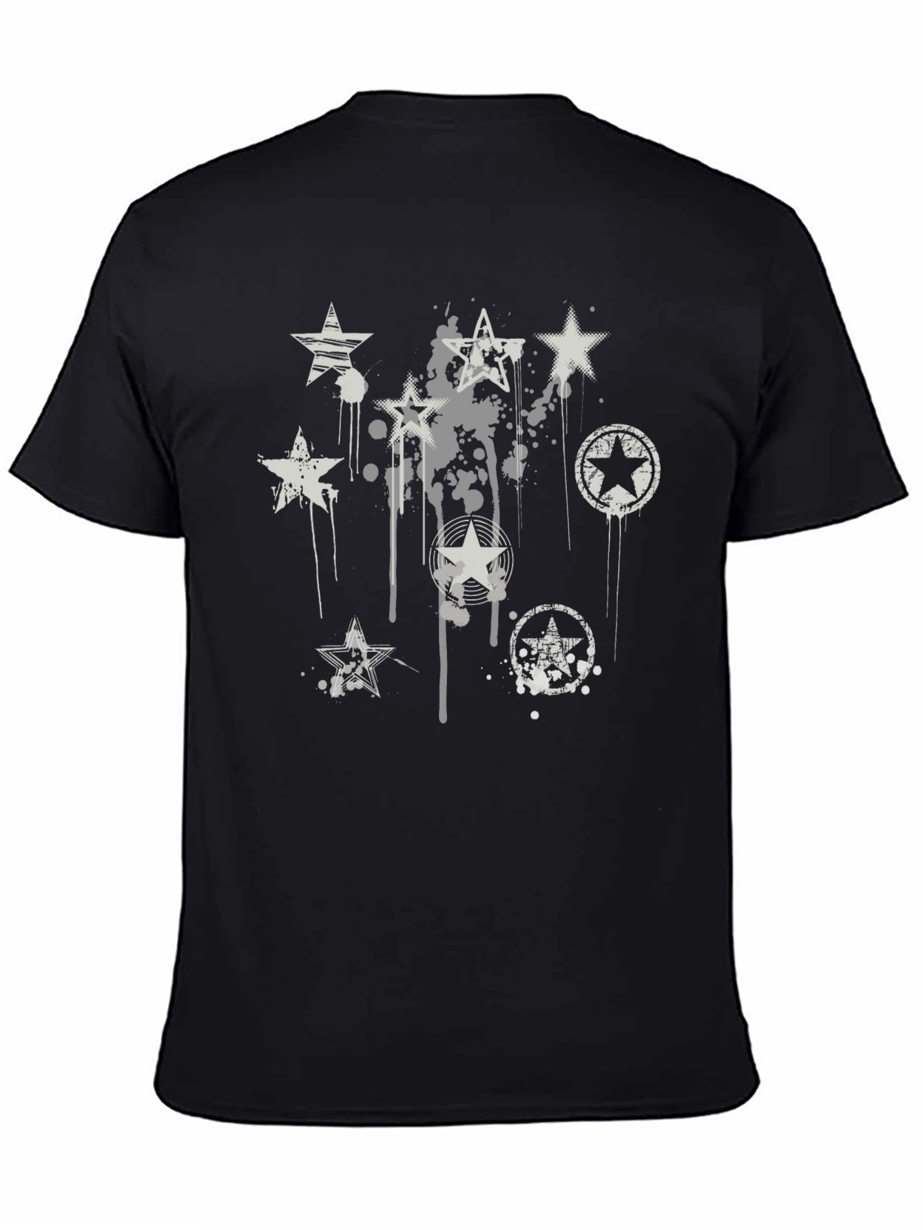 Grunge Star Graphic T-Shirt - Black