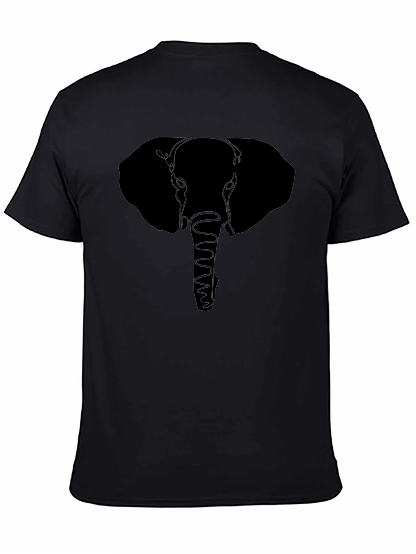 Elephant Outline Graphic Tee - Mens Black T-Shirt
