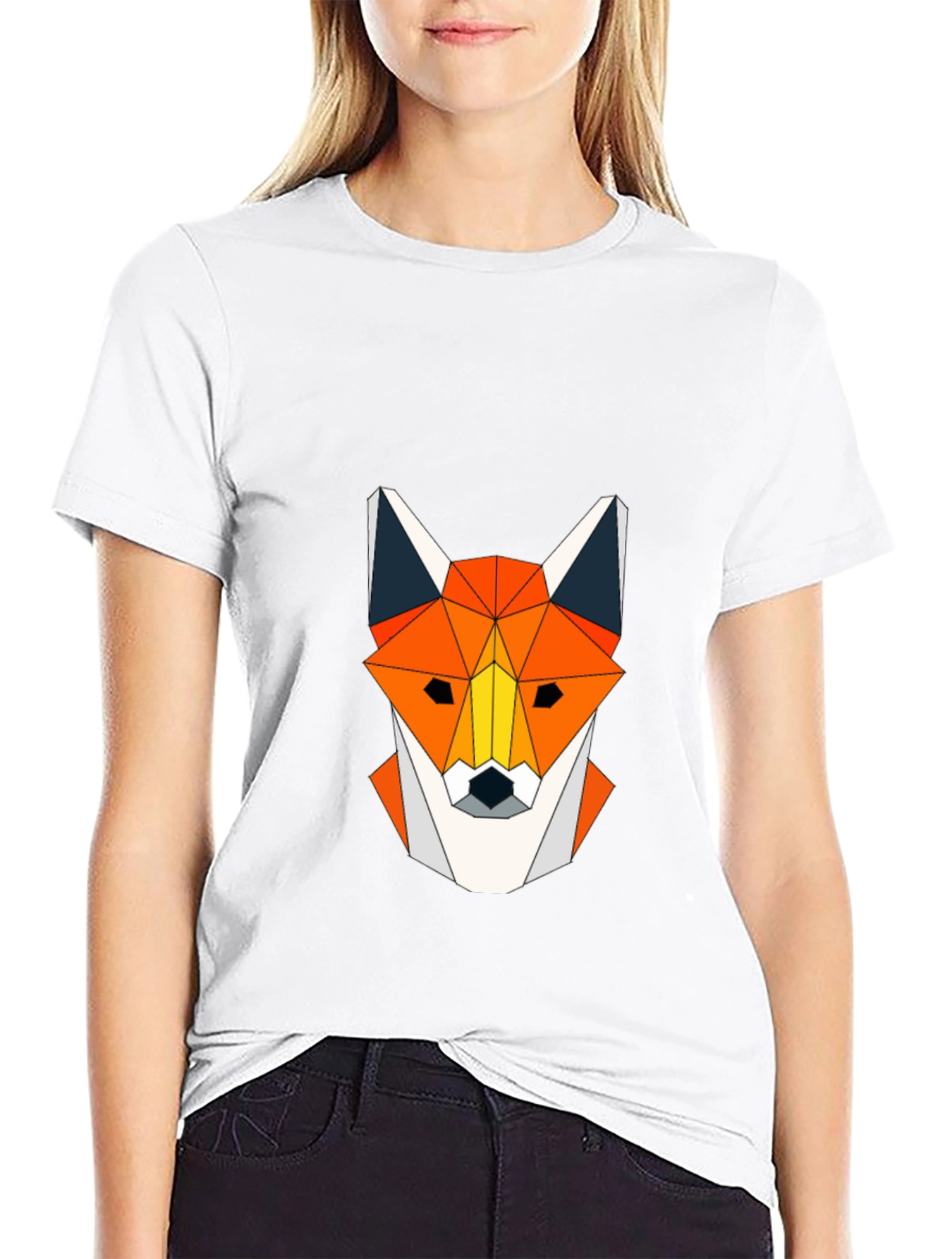 Geometric Fox Head Graphic Tee - Modern Design