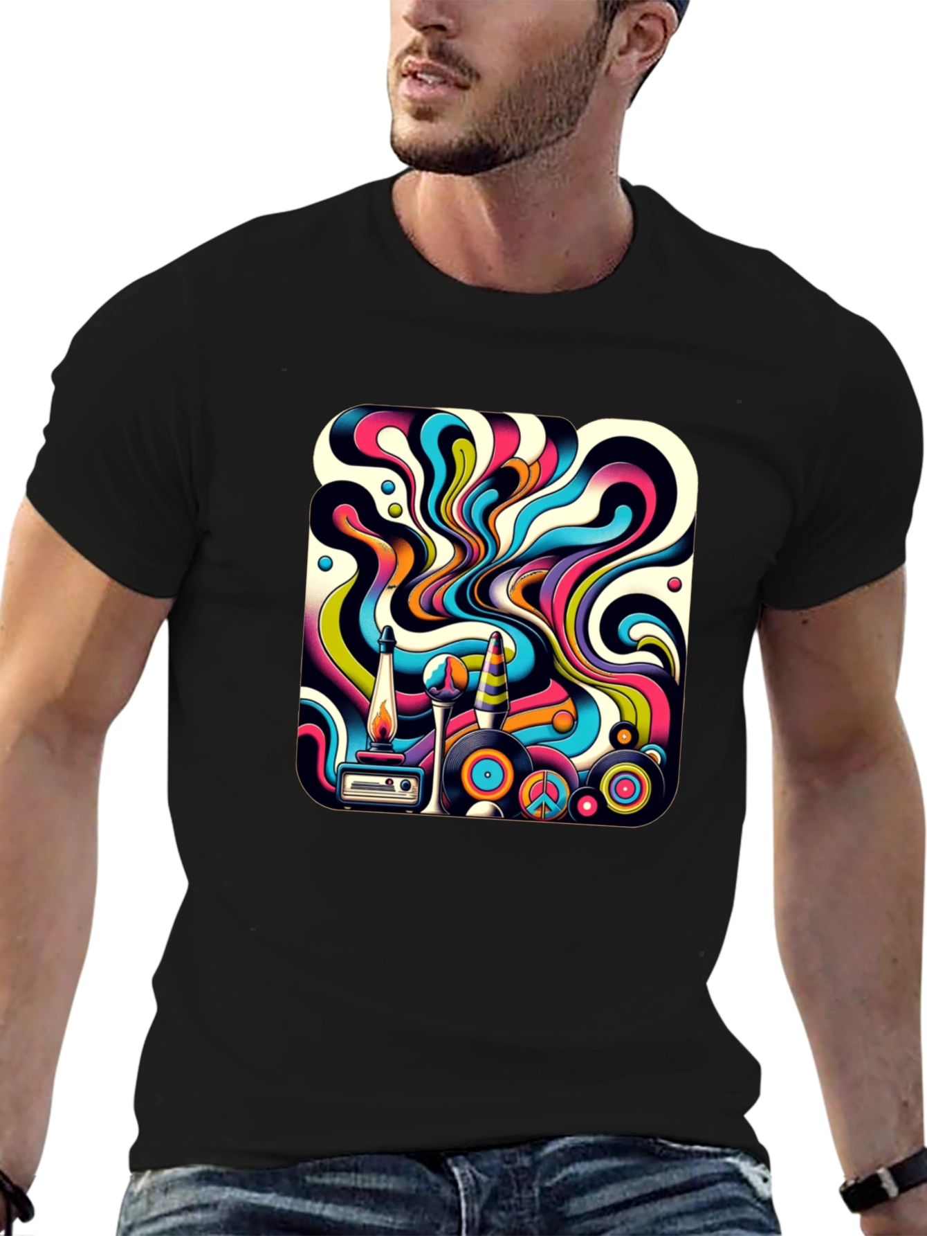 Retro Swirl Graphic Tee - Groovy Style