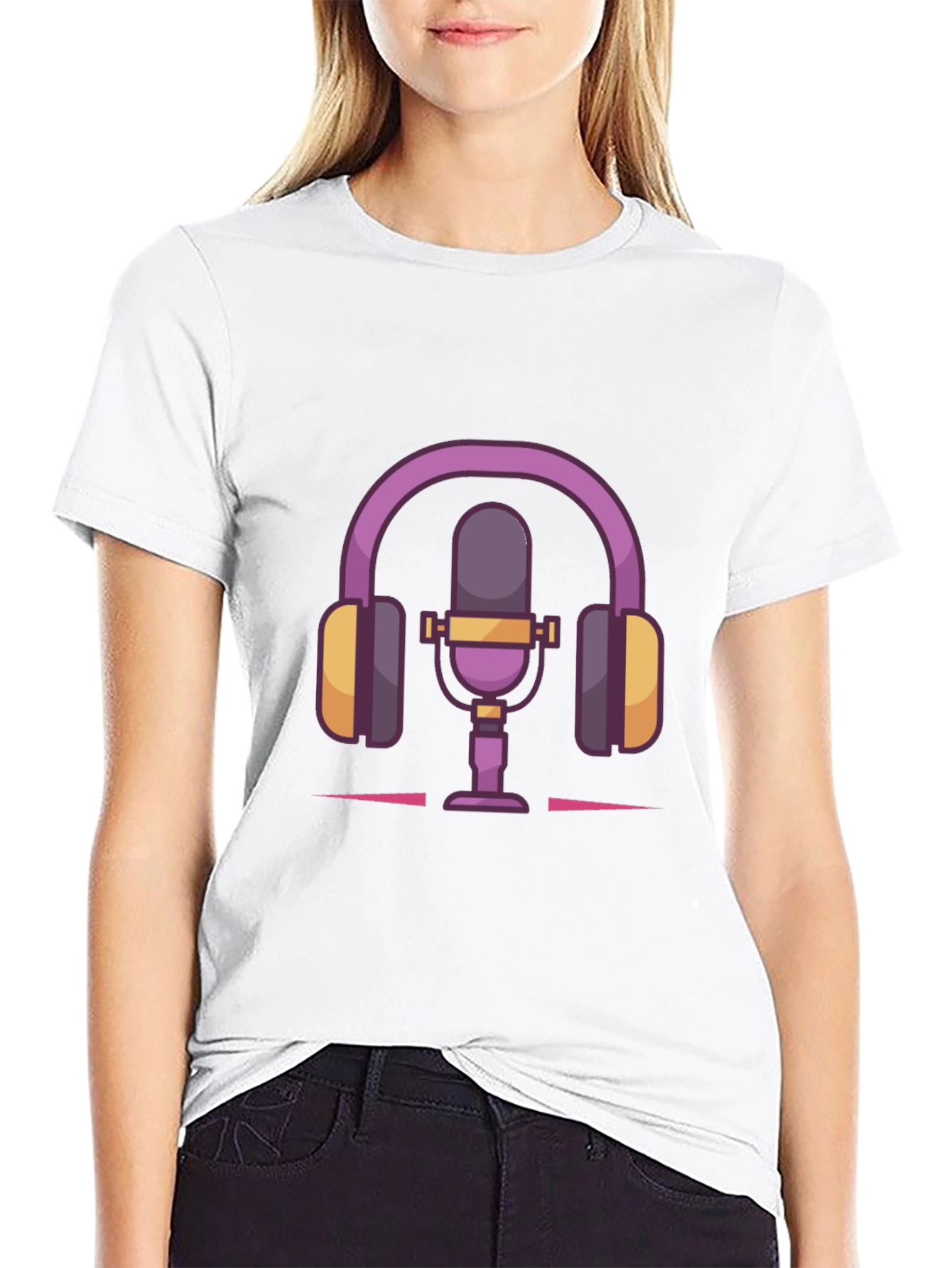 Podcast Life Tee: Headphones & Mic Graphic T-Shirt