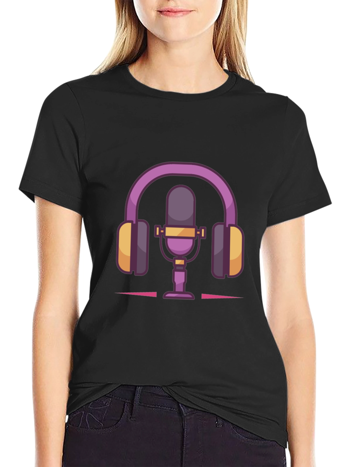 Podcast Life Tee: Headphones & Mic Graphic T-Shirt