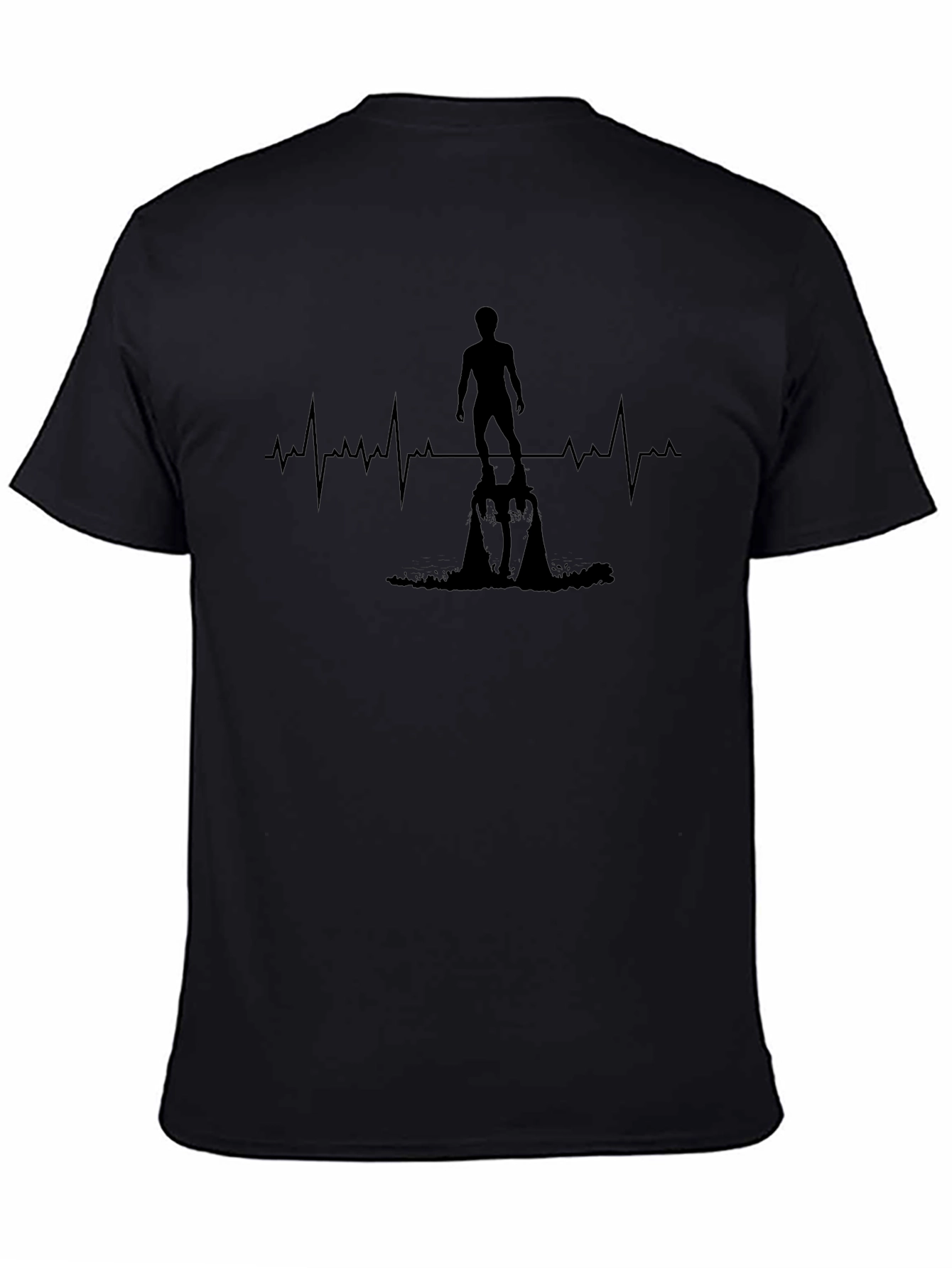 Heartbeat Surfer T-Shirt - Black Graphic Tee