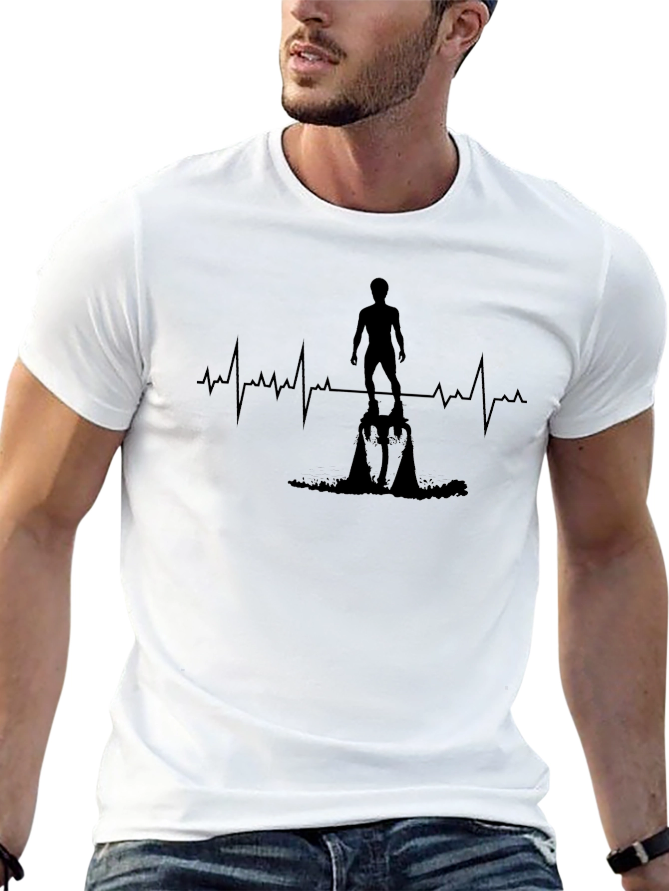 Heartbeat Surfer T-Shirt - Black Graphic Tee