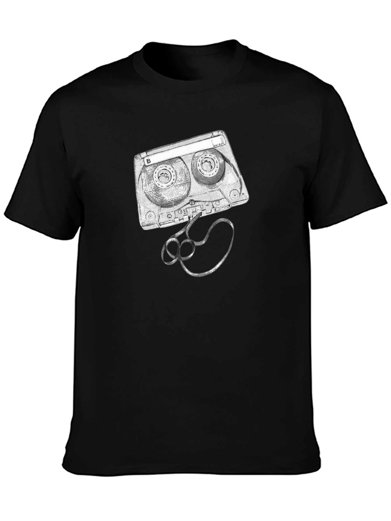 Retro Cassette Tape Graphic Tee - Black