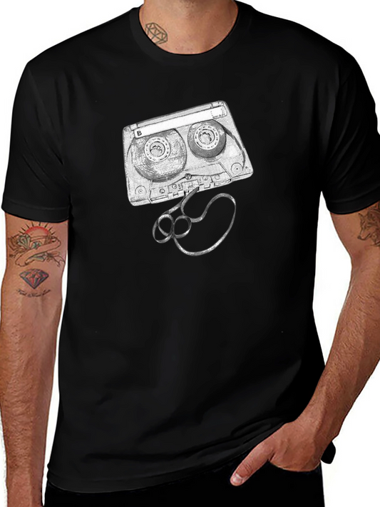 Retro Cassette Tape Graphic Tee - Black