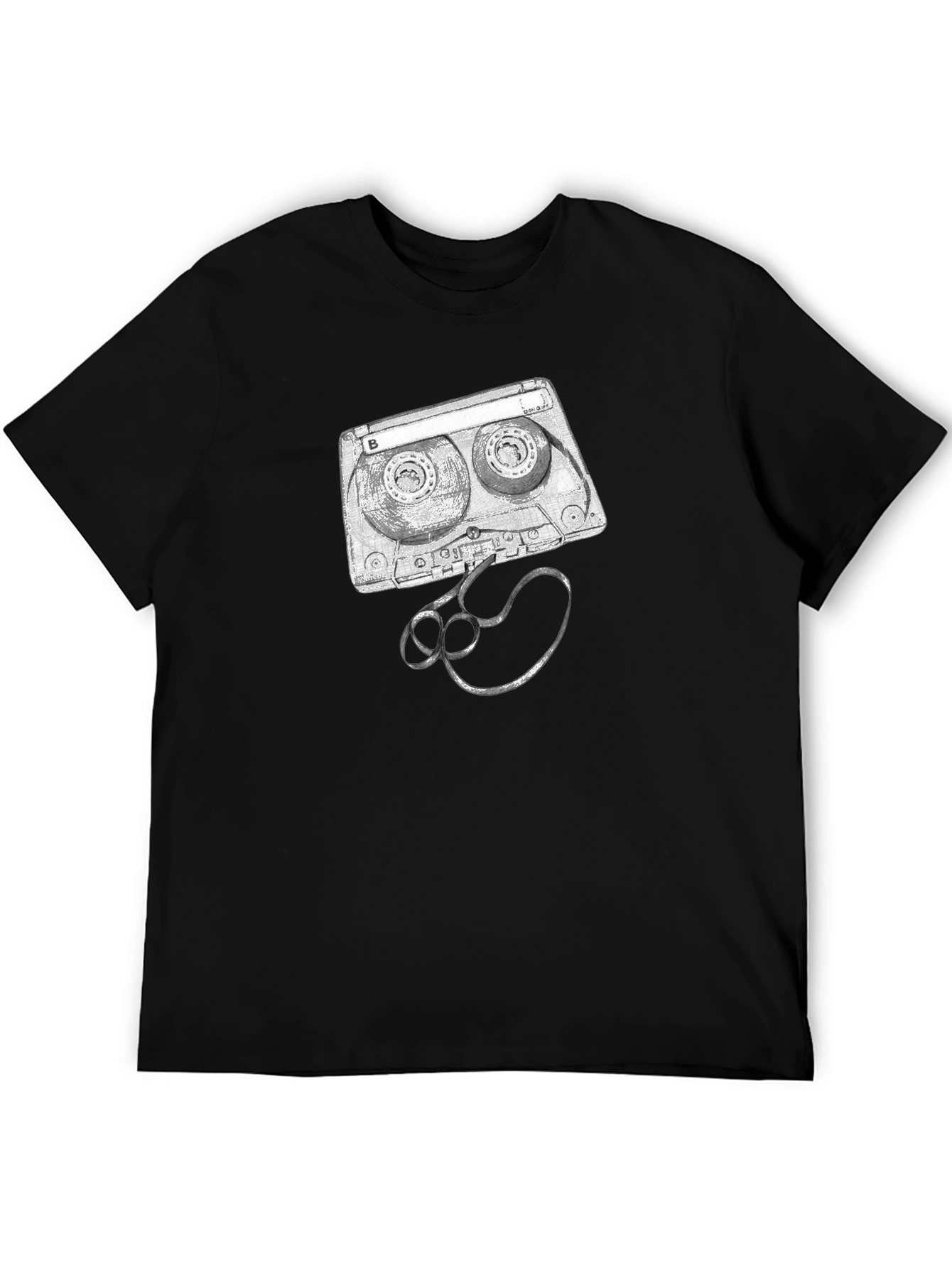 Retro Cassette Tape Graphic Tee - Black