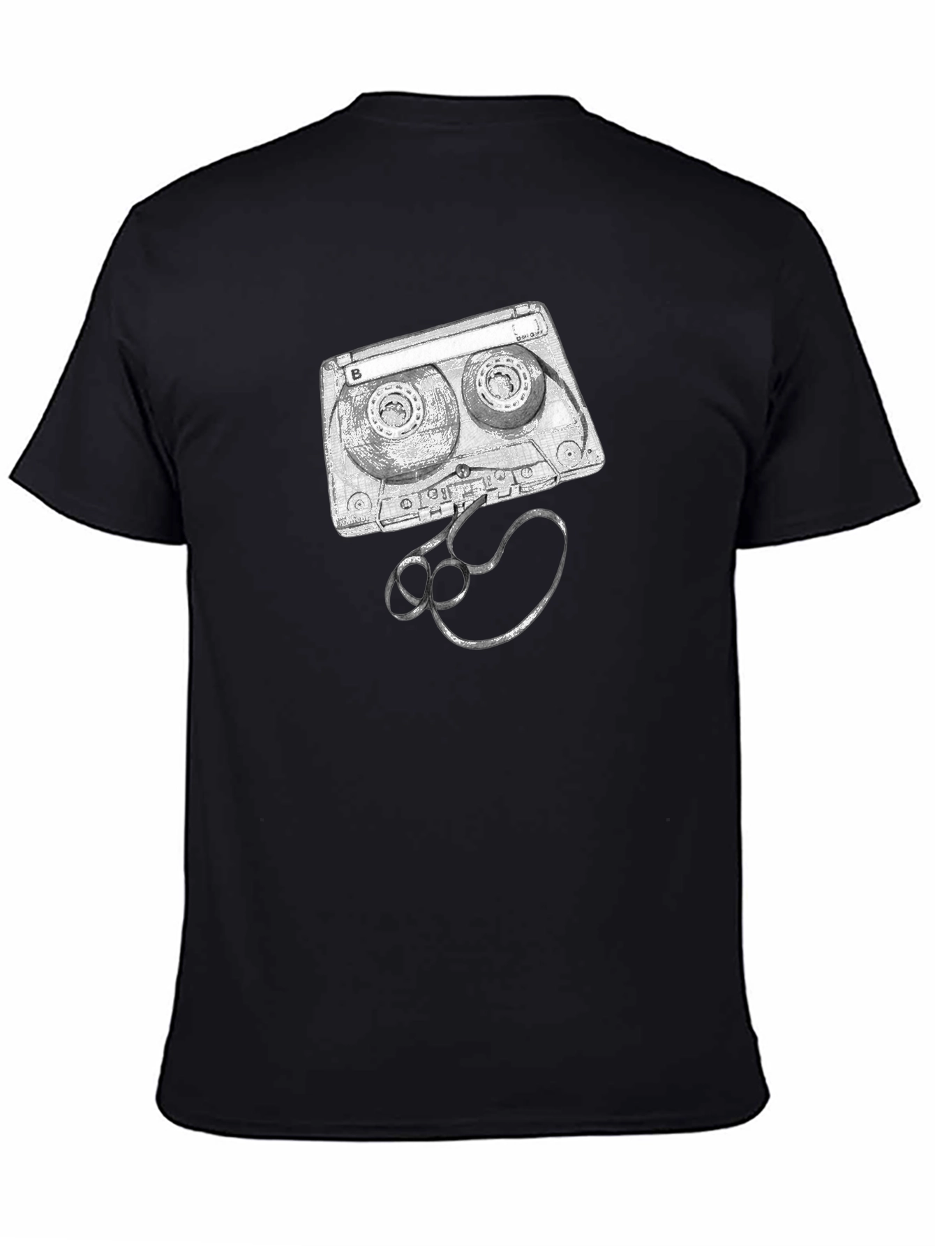 Retro Cassette Tape Graphic Tee - Black