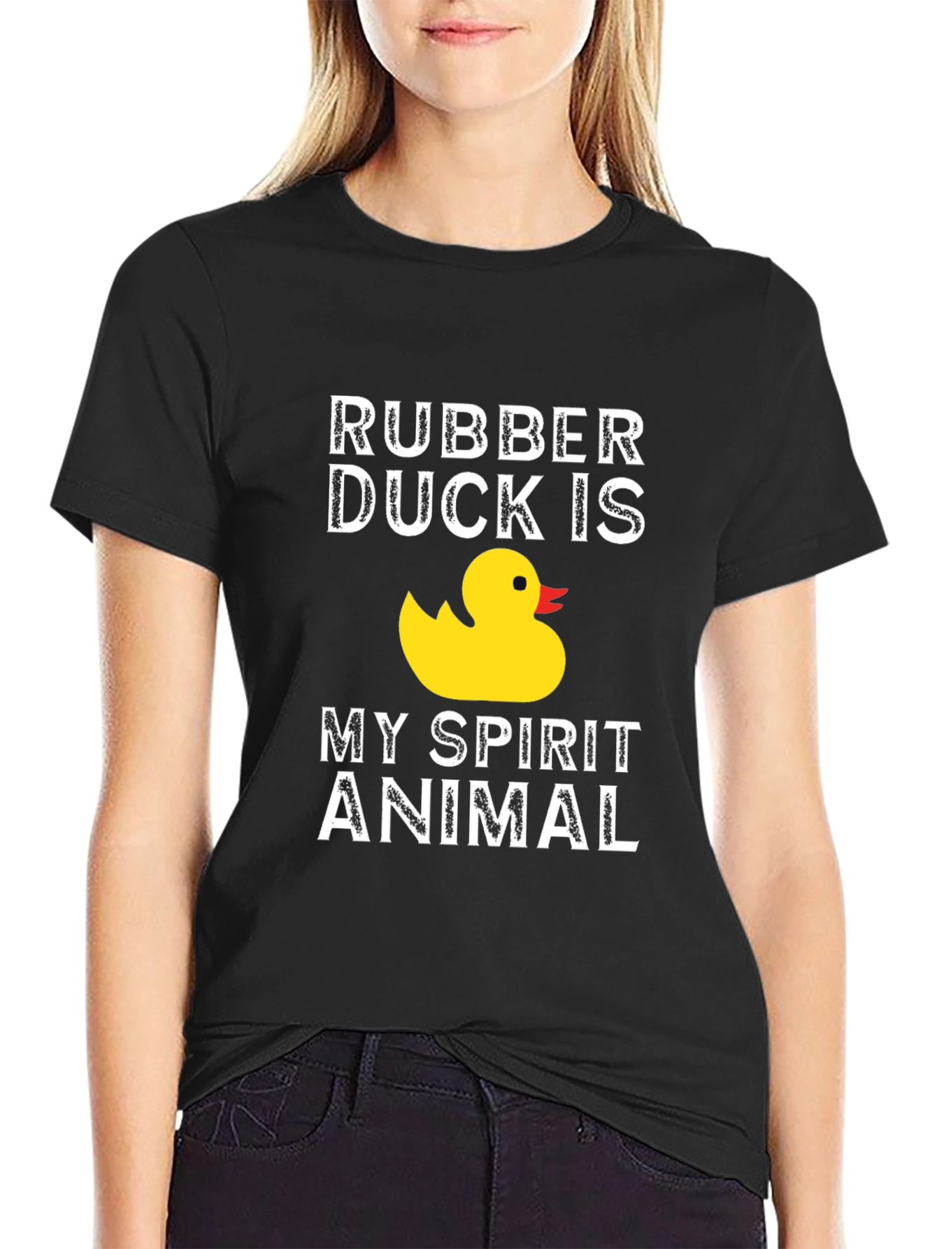 Rubber Duck Spirit Animal Graphic T-Shirt - Black