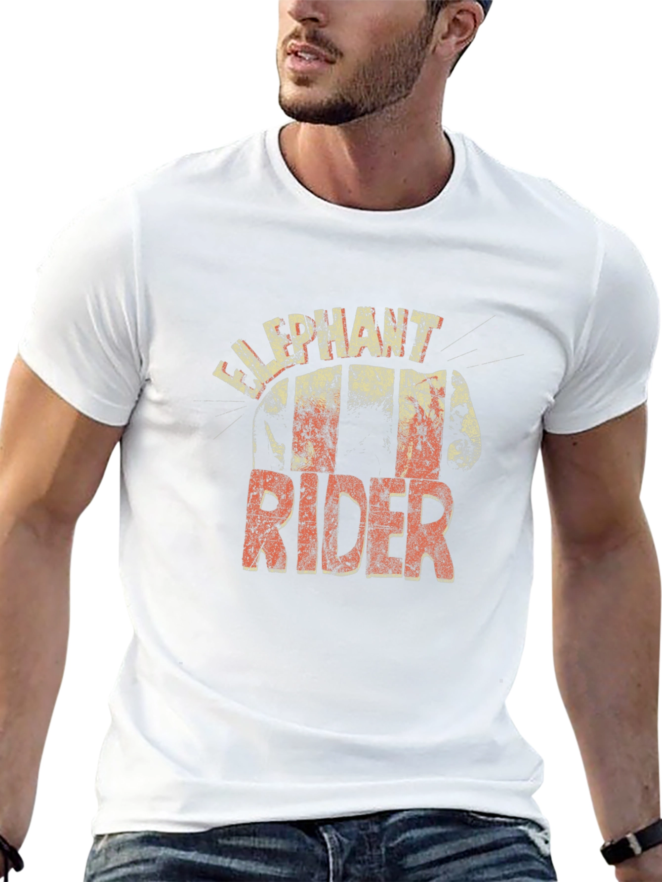 Elephant Rider Graphic Tee - Unique Distressed Design
