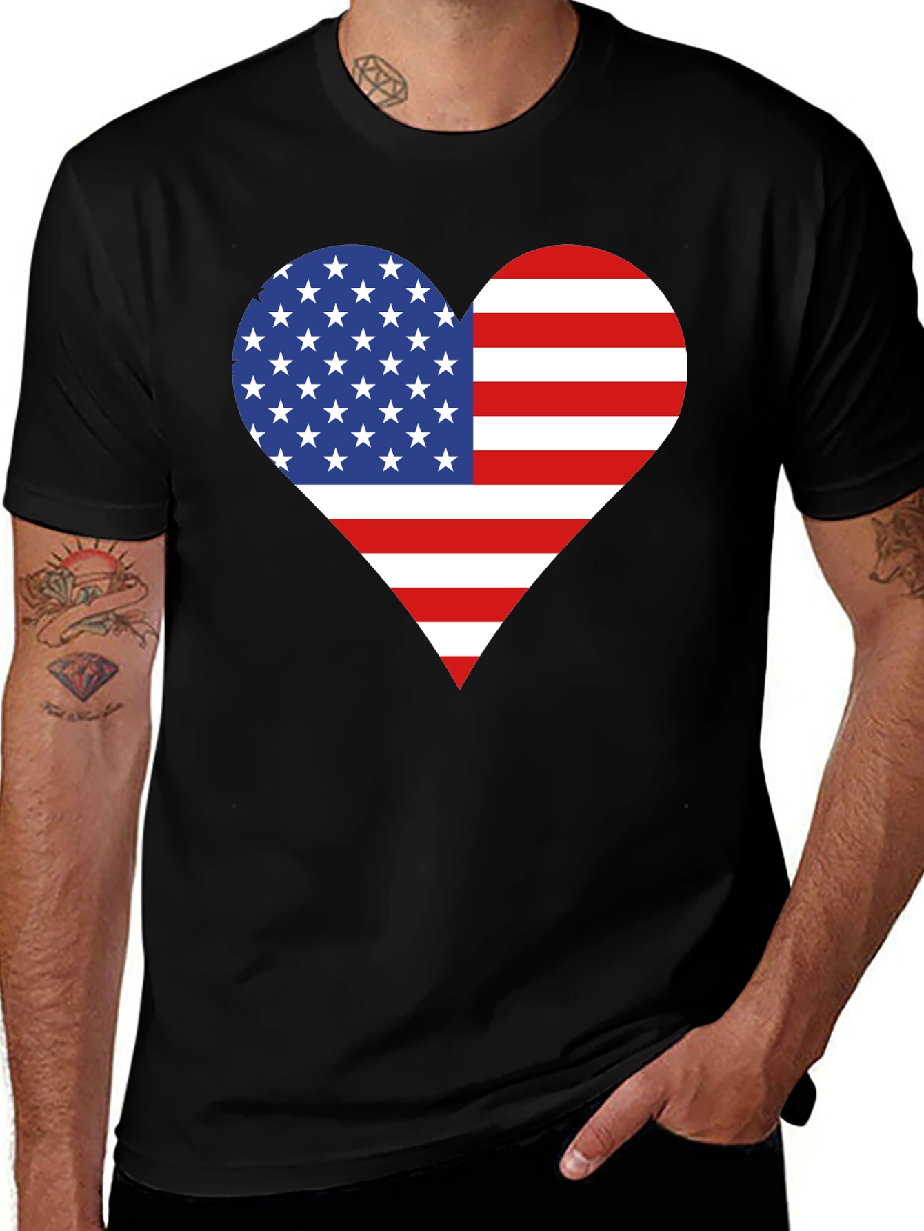 American Flag Heart T-Shirt - Patriotic USA Love Tee