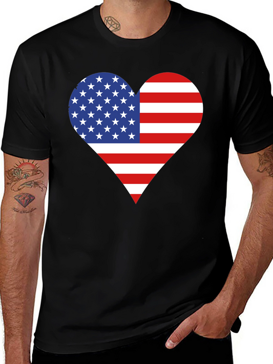 American Flag Heart T-Shirt - Patriotic USA Love Tee