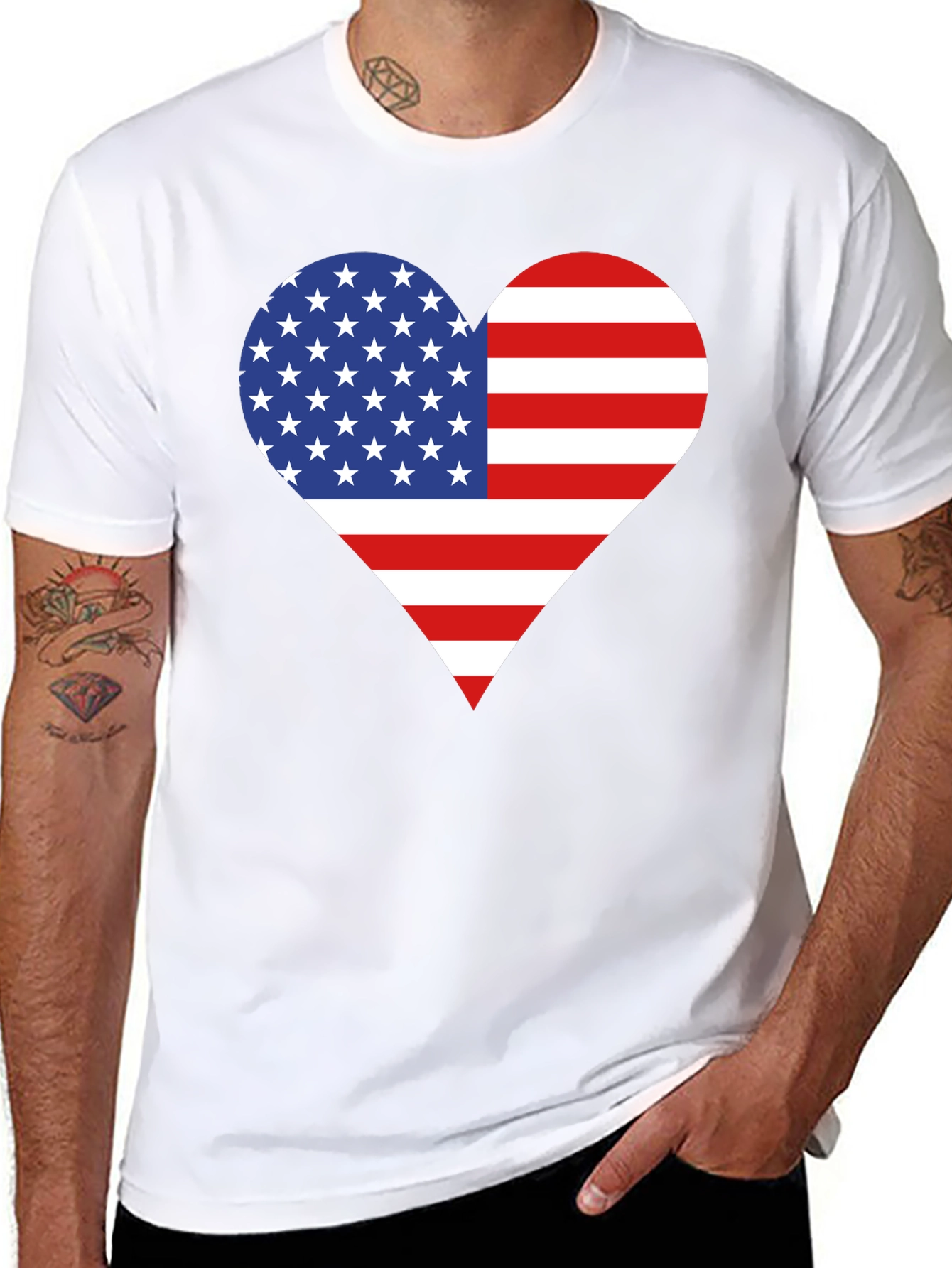 American Flag Heart T-Shirt - Patriotic USA Love Tee