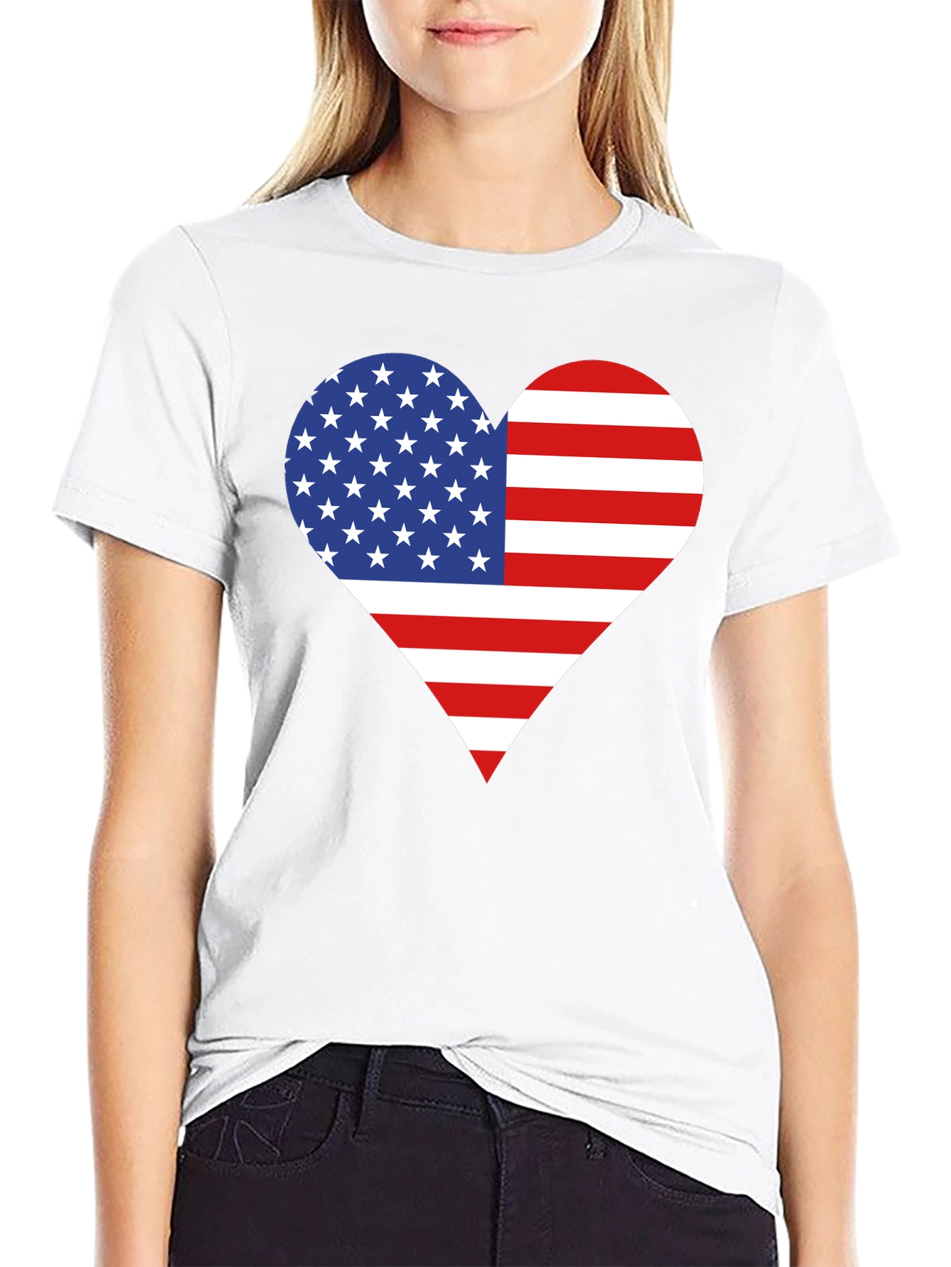 American Flag Heart T-Shirt - Patriotic USA Love Tee
