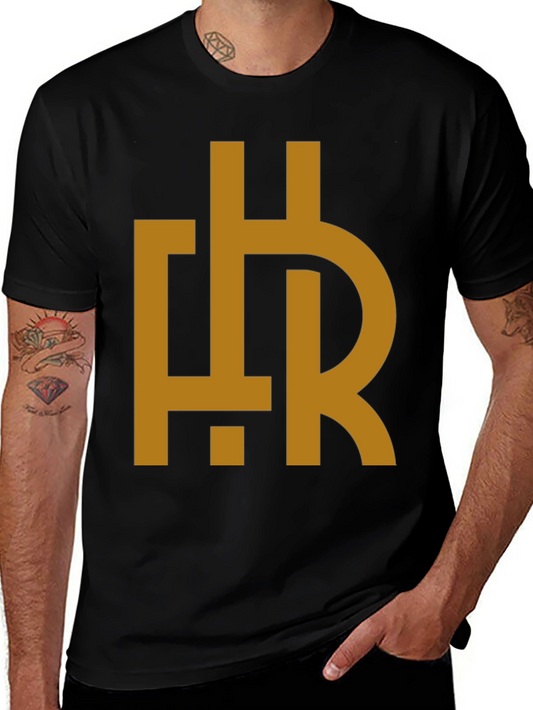 Abstract HR Gold Graphic Print Black T-Shirt