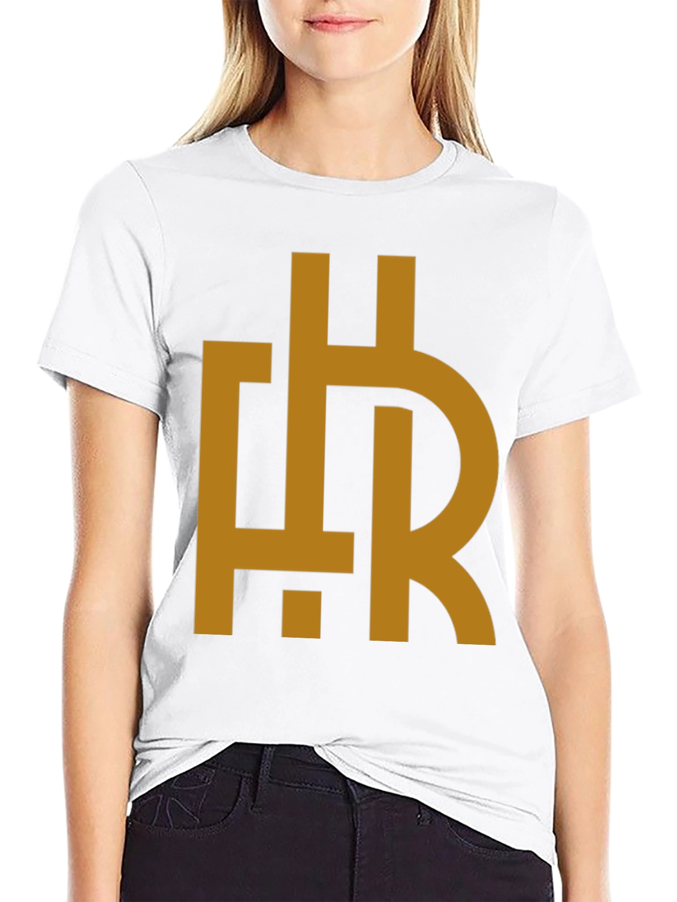 Abstract HR Gold Graphic Print Black T-Shirt