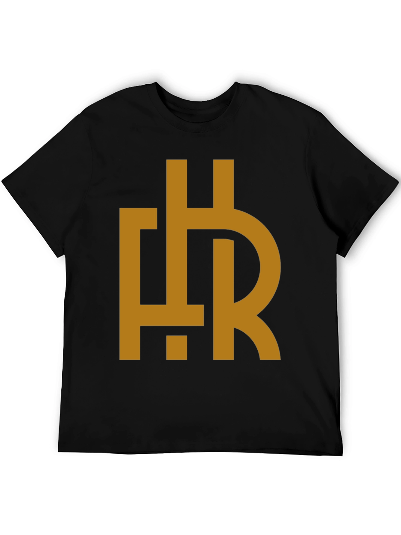 Abstract HR Gold Graphic Print Black T-Shirt